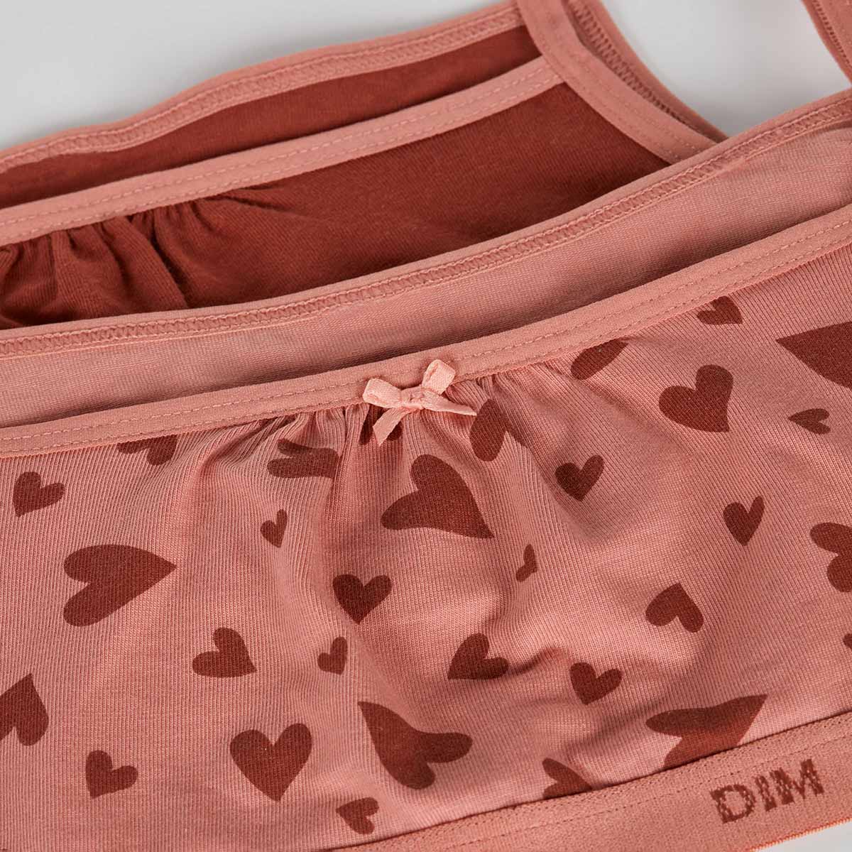 2 Pack Stretchy Cotton Bralettes with Heart Print - Comfortable & Breathable for Everyday Wear, Sleep, and Lounge