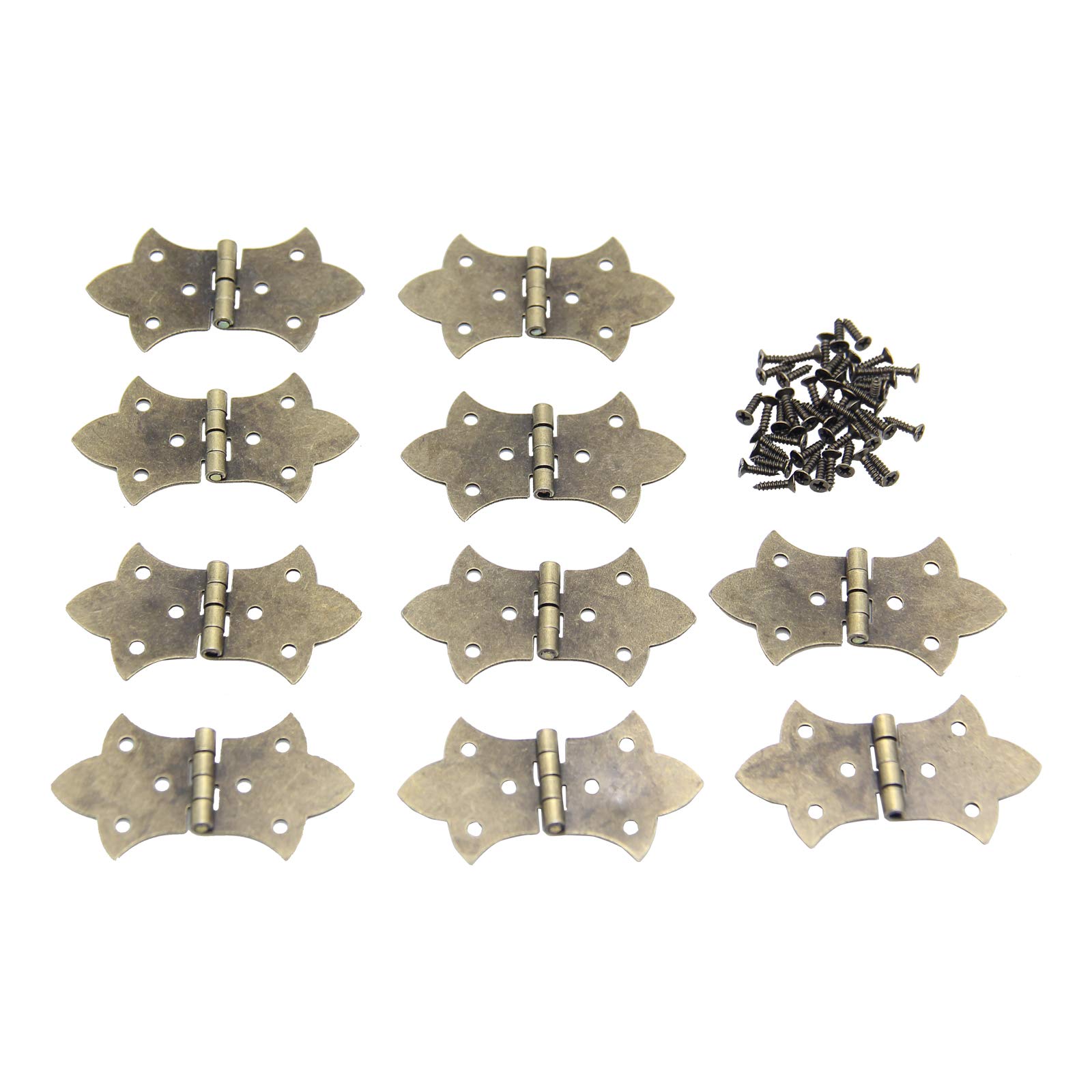 10-Piece Antique Bronze Engraved Decorative Hinges - Vintage Style Box Hardware (57x31mm) for Jewelry Boxes, Wooden Cases, Cabinets, Gift Boxes & Wine Chests - Perfect for DIY Projects, Home Decor & Handmade Crafts
