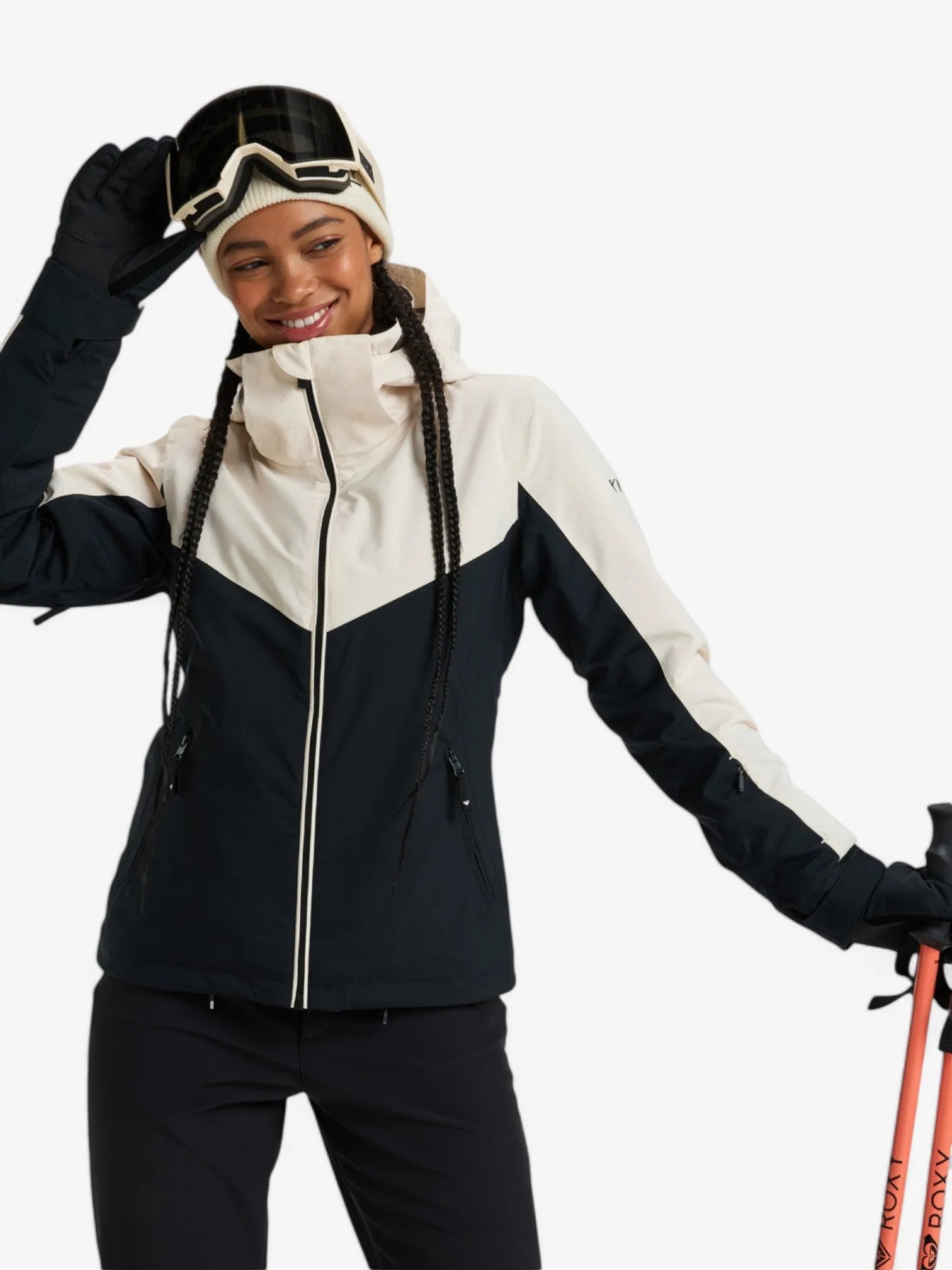 ROXY Women's Snow Free Jet Block Black Snowboard Jacket - Waterproof, Insulated Winter Coat for Skiing & Snowboarding