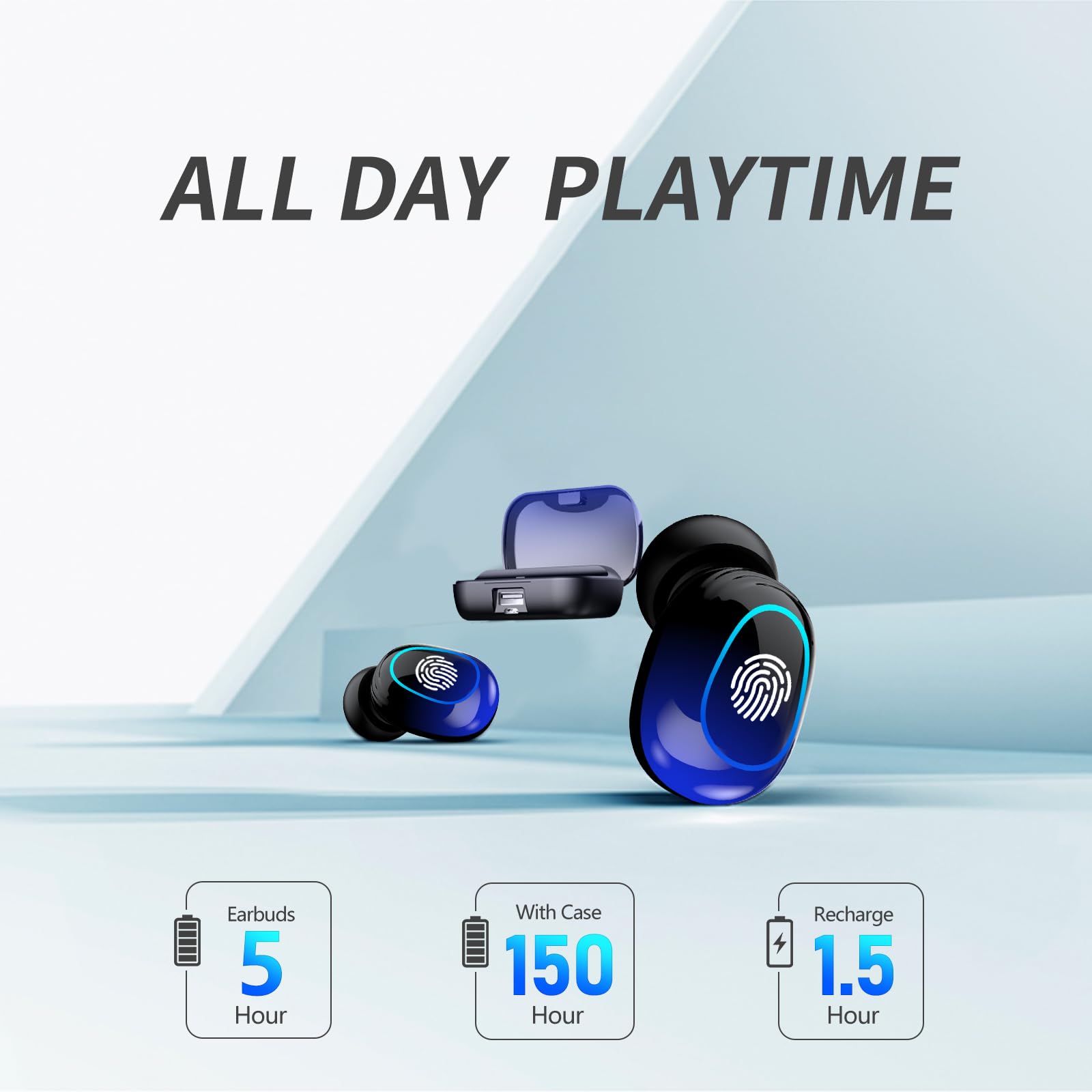 **Wireless Bluetooth Earbuds with Noise Cancelling, Bluetooth 5.2, CVC8.0, IPX7 Waterproof, LED Power Display, Deep Bass & Clear Calls - Perfect for Workouts, Gym, Running, Travel & Home Use**