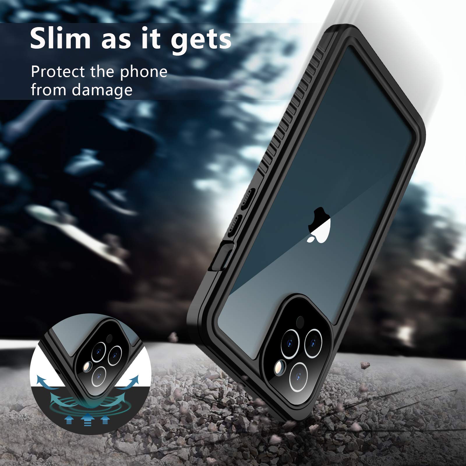 **SPIDERCASE Rugged Waterproof iPhone 12 Pro Max Case with Built-in Screen Protector – Shockproof Full Body Cover for 6.7