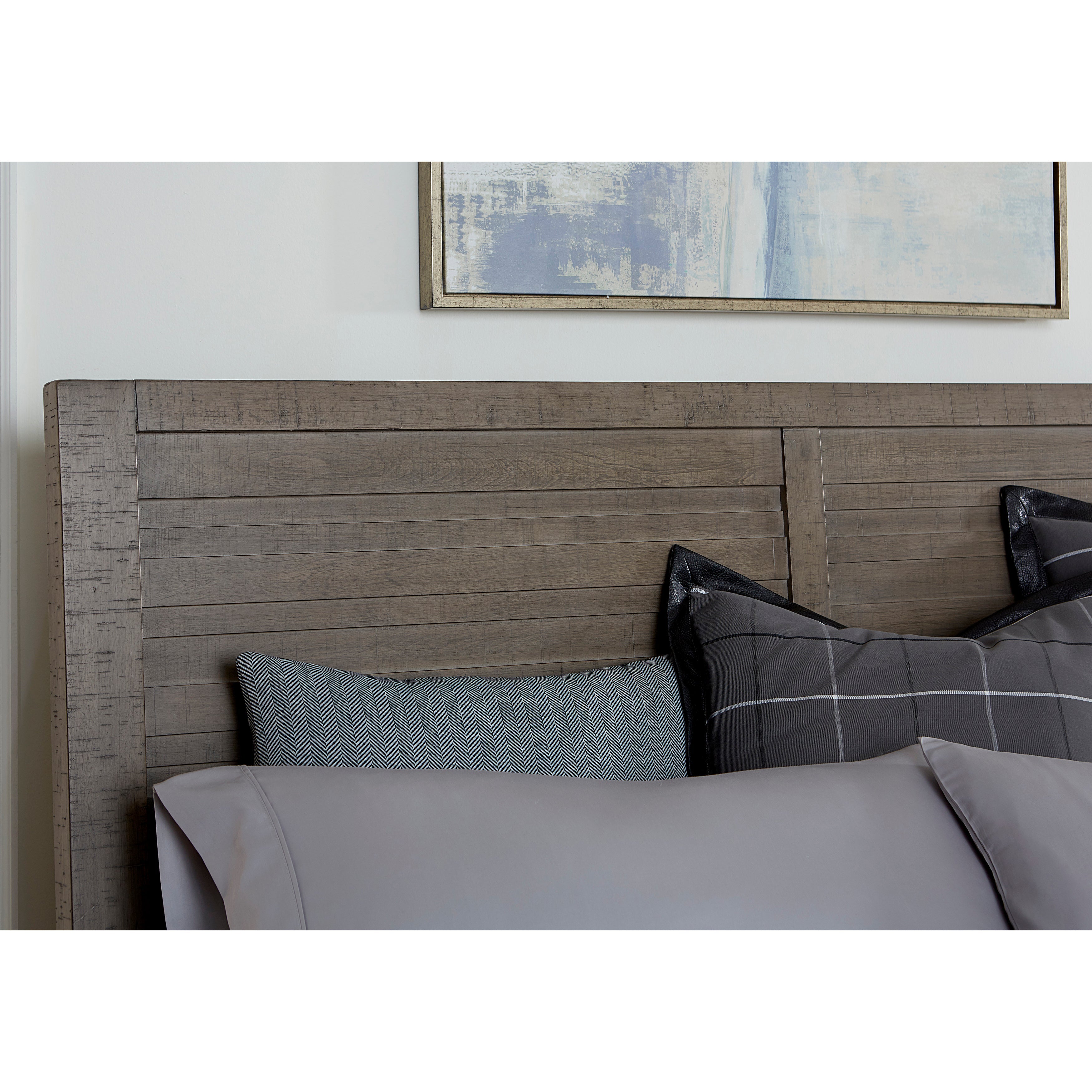 Sedona Transitional Medium Gray Wood Panel Bed Frame - Queen Size Solid Wood Platform Bed with Headboard for Modern Bedroom Decor