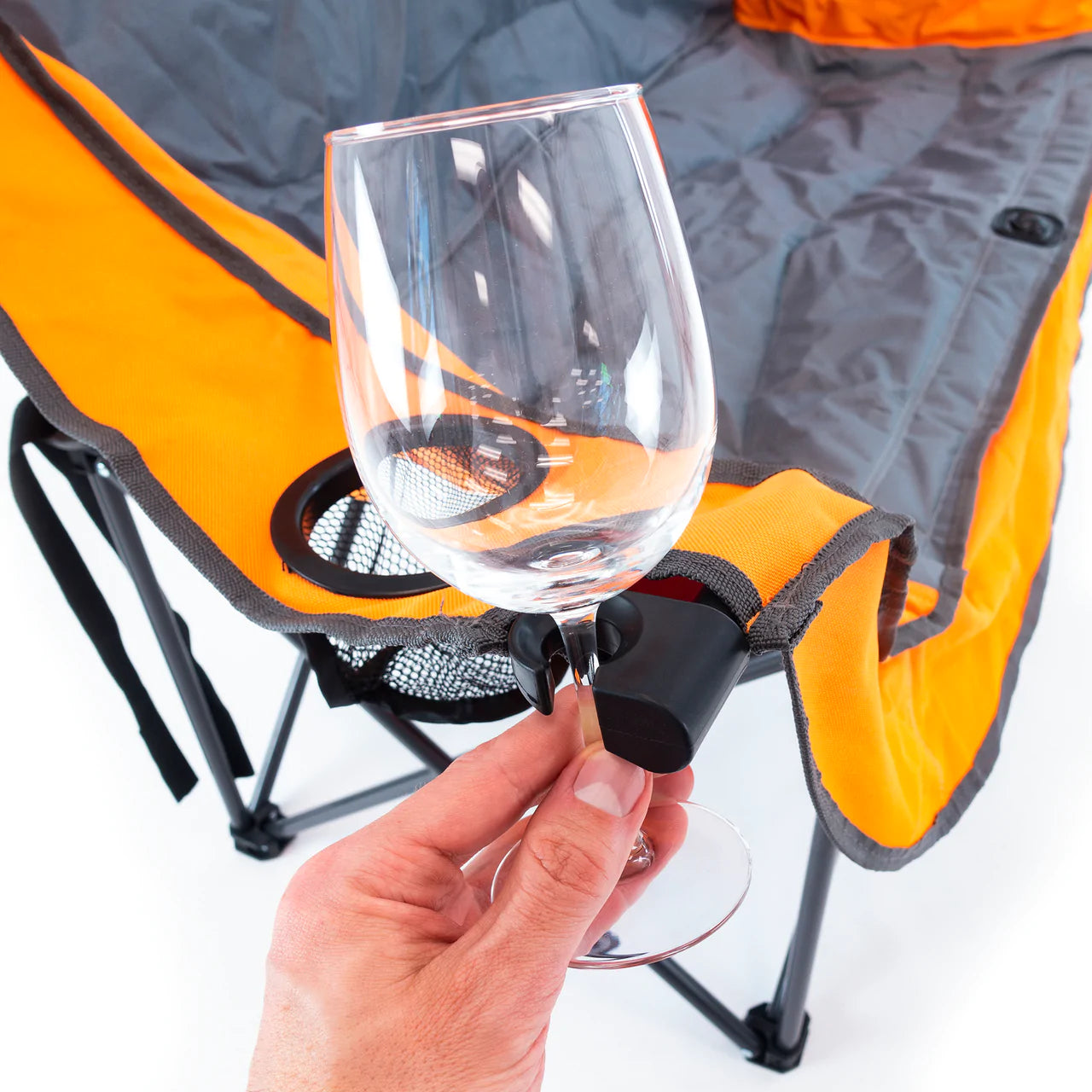 Luxury Loveseat Folding Wine Chair - Portable Outdoor Camping Chair with Cup Holder, Comfortable Patio Furniture for Beach, Picnic, and Backyard Relaxation (Orange)