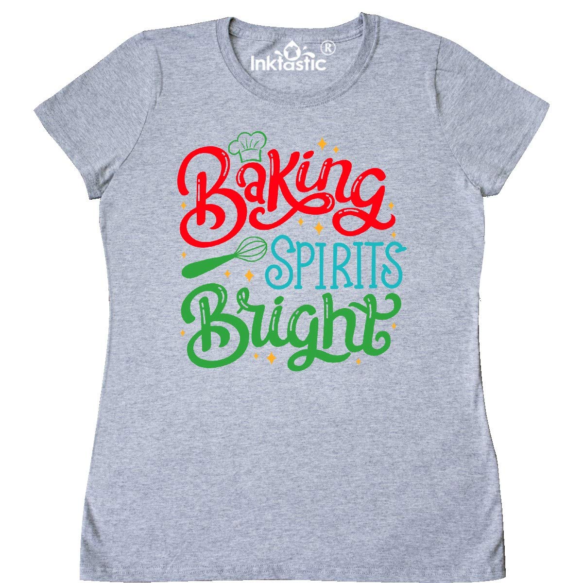 Inktastic Christmas Baking Spirits Bright Women's T-Shirt | Festive Holiday Tee for Baking & Cookie Exchange Parties | Cute Christmas Gift for Bakers & Foodies