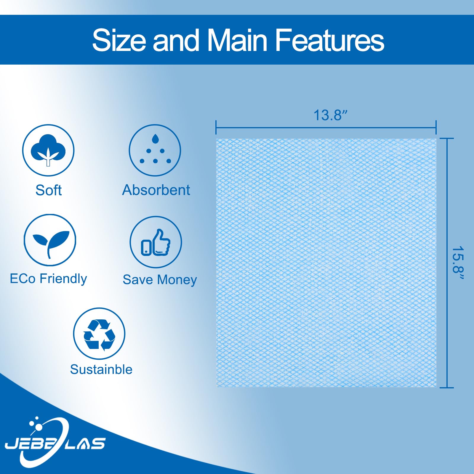 **JEBBLAS Disposable Cleaning Towels & Reusable Dish Cloths – 50-Pack Blue Cleaning Wipes for Kitchen, Bathroom & Household Cleaning**