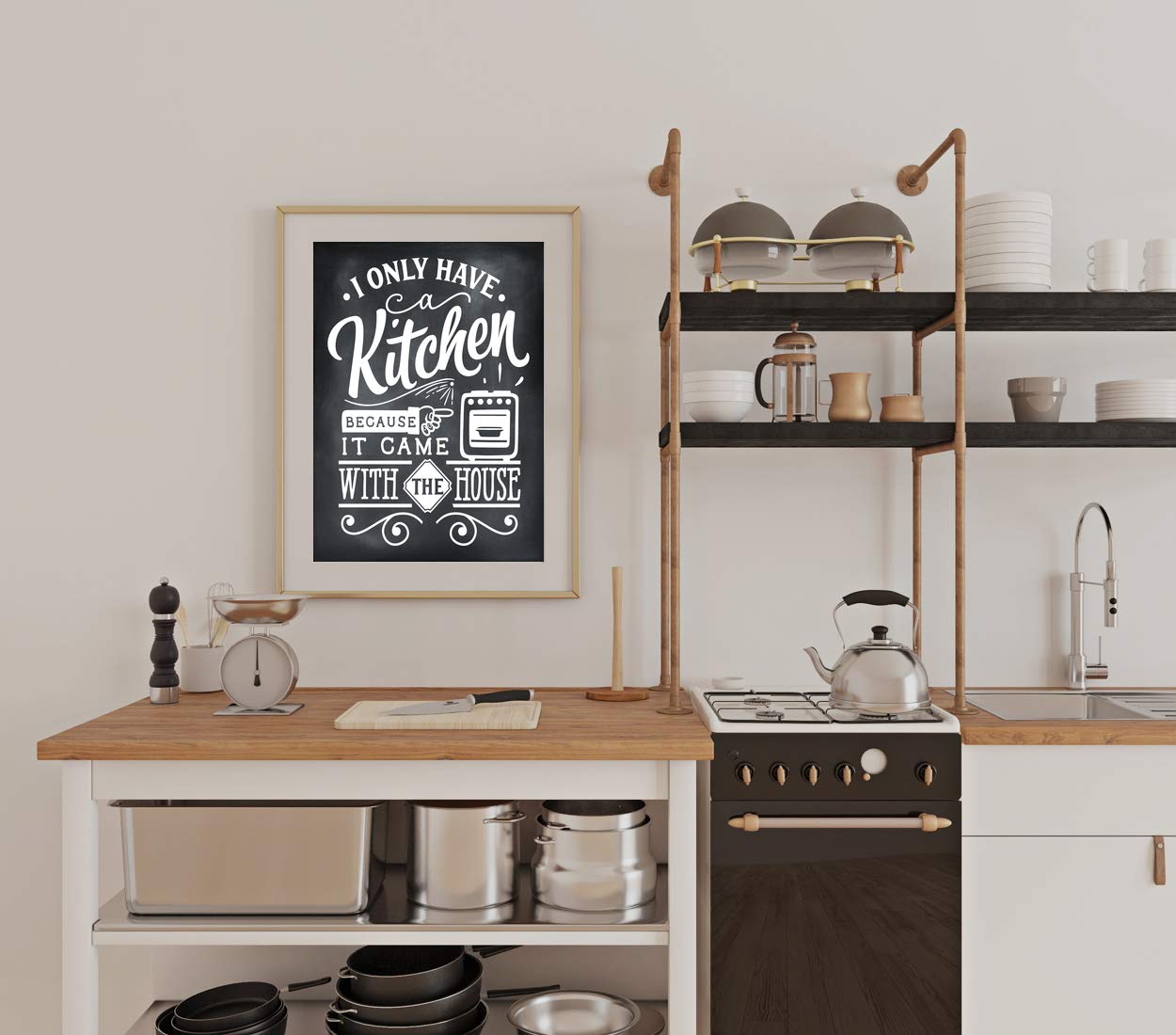 Funny Kitchen Signs - Cute Typography Wall Decor for Home & Housewarming Gifts | 8x10 Unframed Prints | Perfect for Farmhouse, Apartment & Coffee Bar Decor