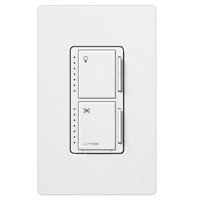 Lutron MA-LFQHW-WH White Light and Fan Control Wall Plate - Smart Home Lighting Switch for Bedroom, Living Room & Office