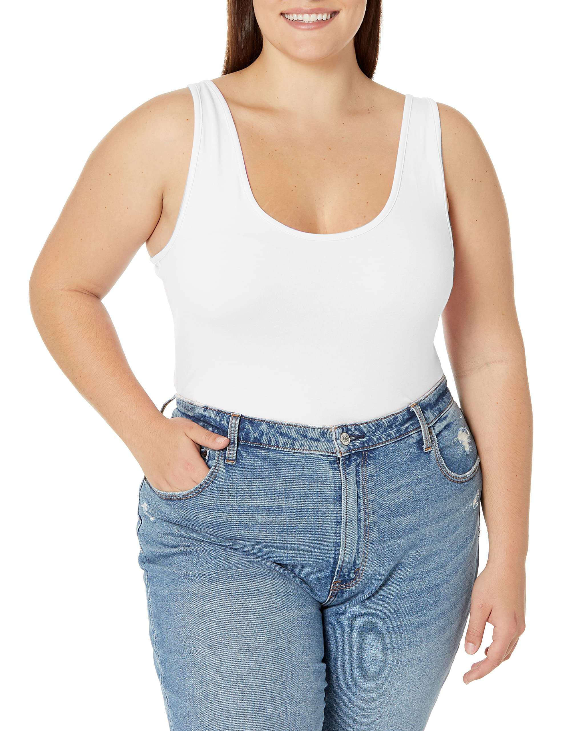 JUST MY SIZE Women's Plus Size Stretch Jersey Cami - Comfortable & Flattering Tank Top for Curvy Women | Perfect for Layering, Sleepwear & Casual Outfits