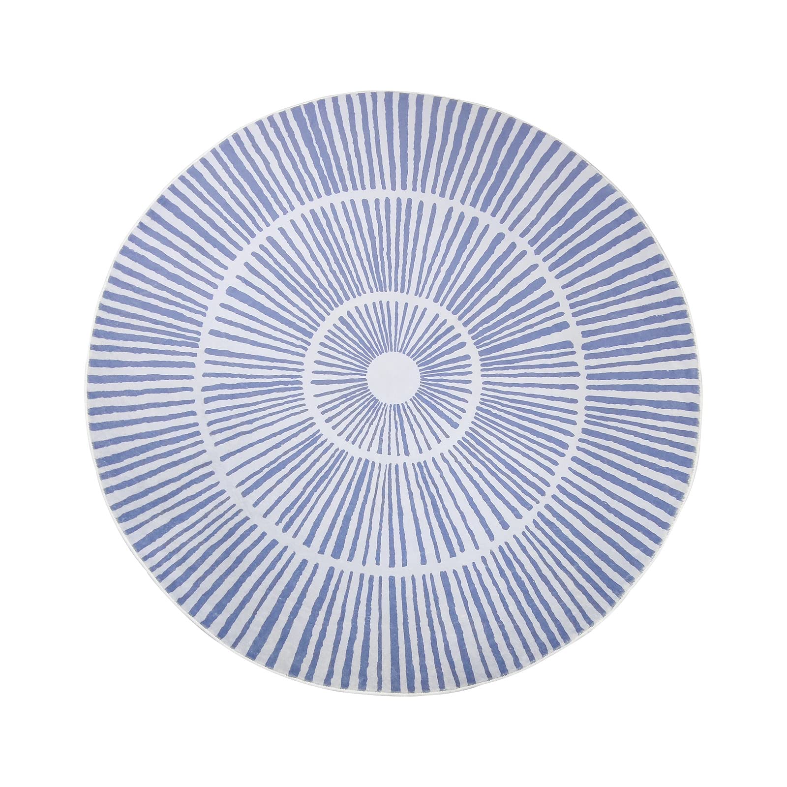 Modern Abstract Round Area Rug - 6ft Fluffy Circle Carpet for Living Room, Bedroom, Dining & Kitchen | Soft Washable Indoor Floor Mat | Blue Home Decor Rug for Cozy Spaces & Stylish Interiors