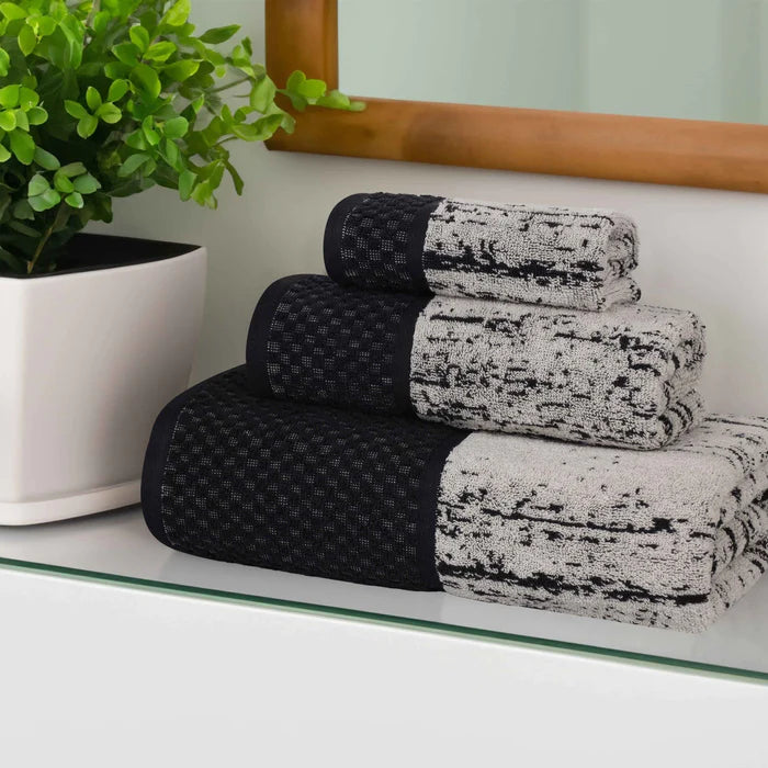 Premium Cotton Plush Soft Absorbent 2-Tone 3-Piece Bath Towel Set for Spa, Gym & Luxury Home Use