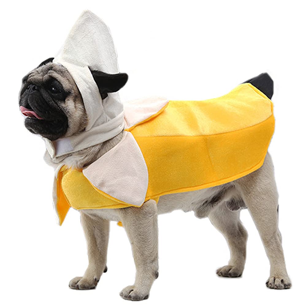 Funny Banana Dog Costume for Halloween & Parties - Fruit-Shaped Banana Jumpsuit for Small, Medium & Large Dogs - Perfect for Halloween, Cosplay, Pet Parades & Dress-Up Events - Dress Your Dog Like a Banana for Special Occasions