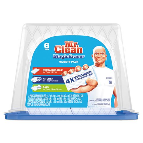 Mr. Clean Magic Eraser Sponge Variety Pack (6 Count) & Tub Cleaner - Heavy Duty Stain Remover for Kitchen, Bathroom & Household Cleaning - 3-Pack Case