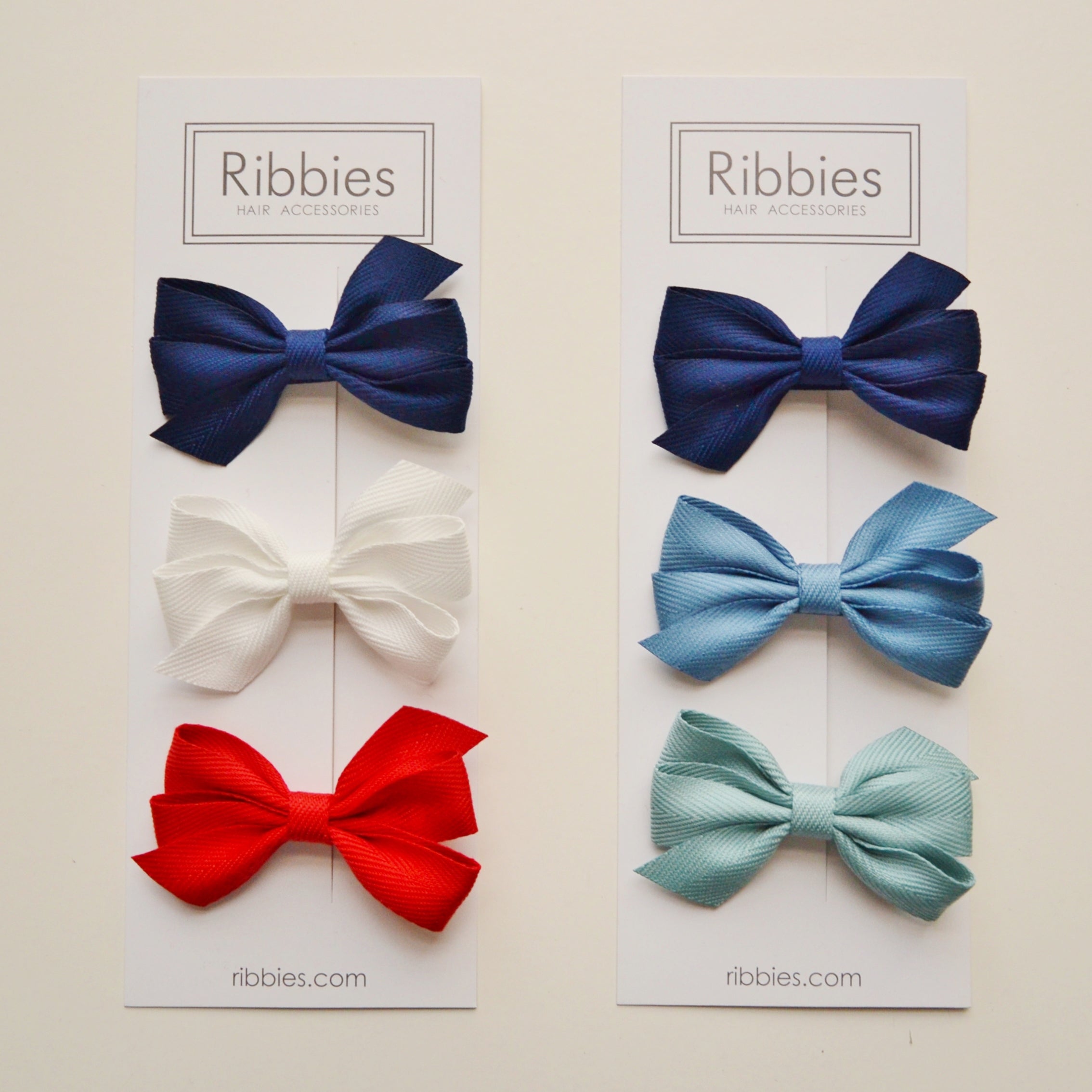 Set of 3 Medium Triple Bows Hair Accessories - Navy, White & Red Ribbon Hair Clips for Women & Girls - Perfect for Parties, Weddings & Everyday Wear