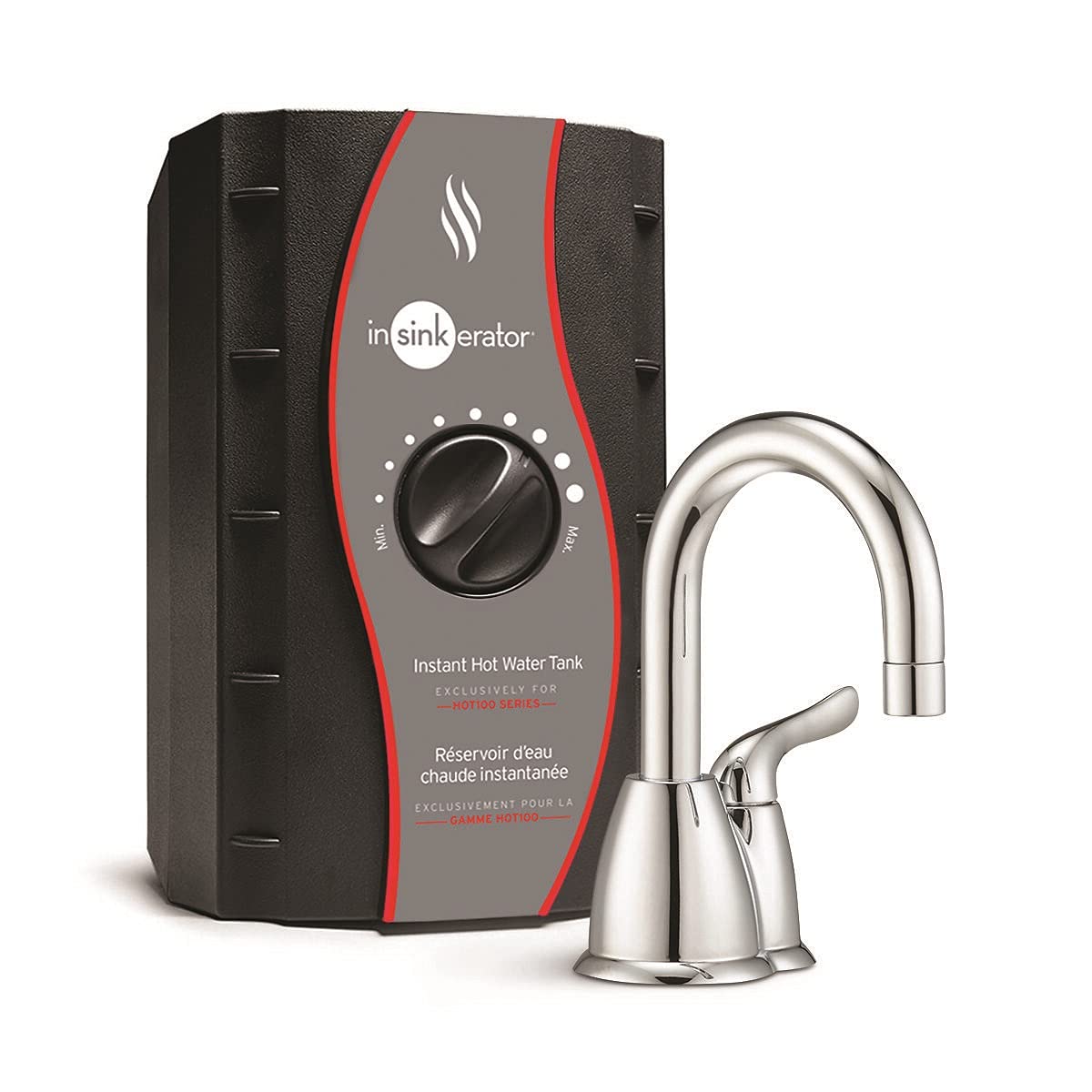 InSinkErator HOT150 Instant Hot Water Dispenser System - Chrome Faucet with Tank for Kitchen Sink, Boiling & Filtered Water Dispenser - Perfect for Coffee, Tea, Cooking & Baby Formula Preparation (Model: H-HOT150C-SS)