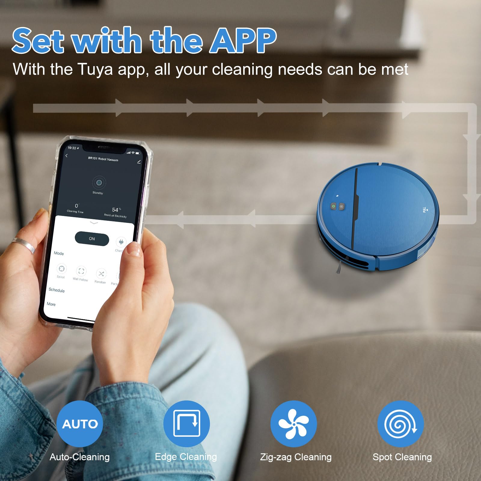 2-in-1 Robot Vacuum & Mop - 2300Pa WiFi for Hard Floors & Pet Hair
