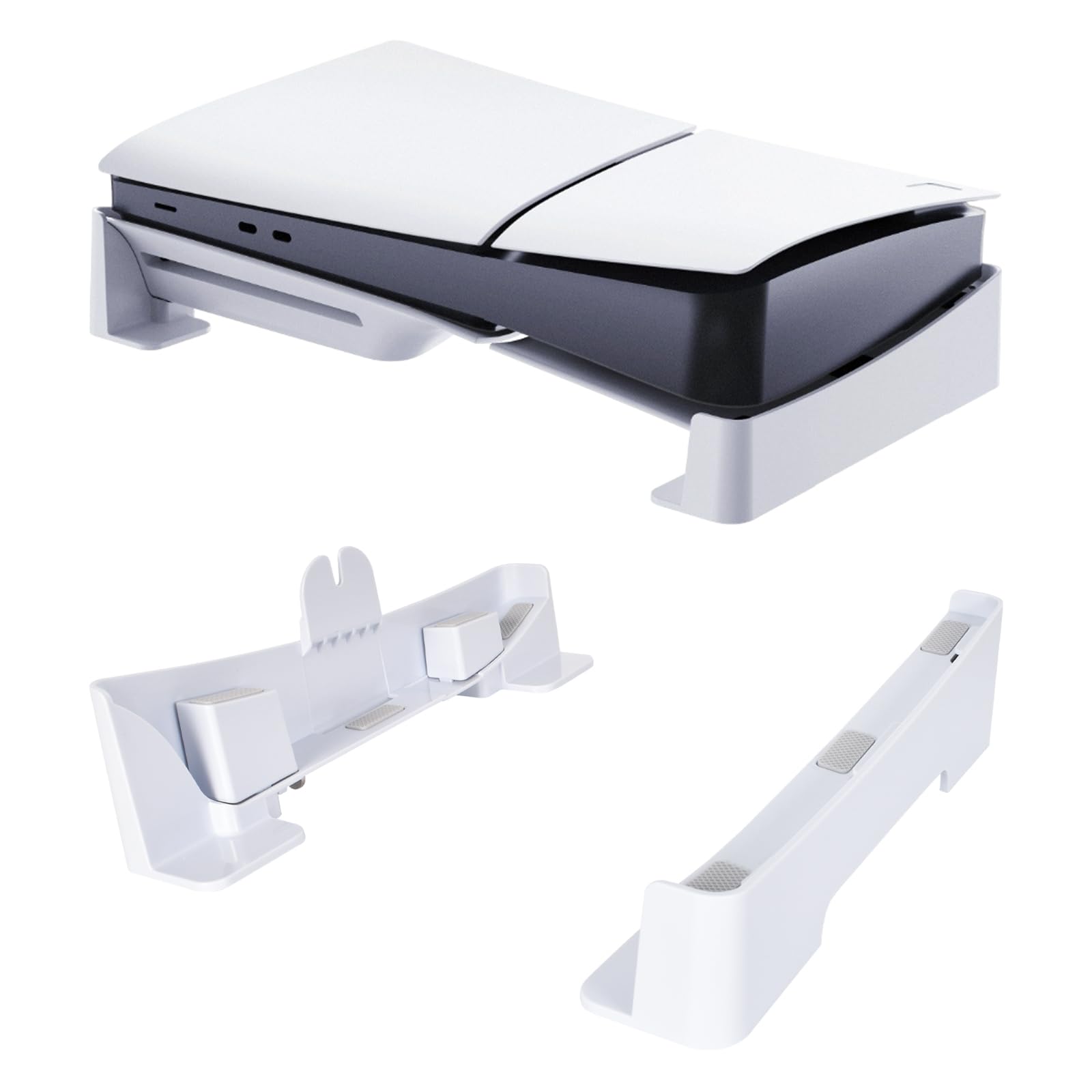 SAVOSWEET Horizontal Stand for PS5 Slim Console - Compatible with PS5 Slim Disc & Digital Edition - Non-Slip Silicone Pads - Gaming Accessories for Living Room & Bedroom Setup
