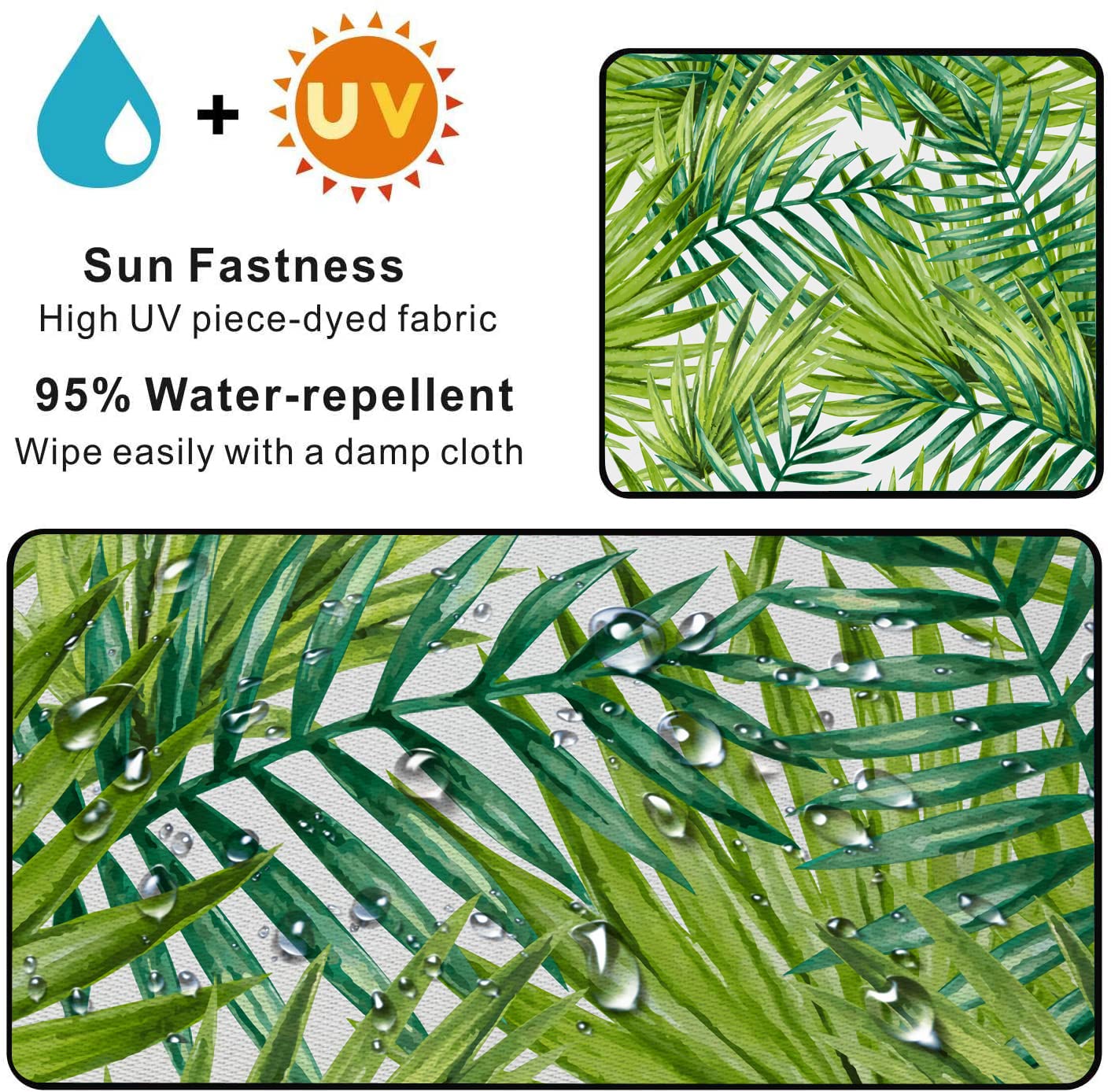 Waterproof 4-Pack Outdoor Deep Seat Patio Cushion Covers - 22x20 Inches Replacement Slipcovers (Tropical Leaves Design) for Patio Furniture, Garden Chairs & Poolside Lounging