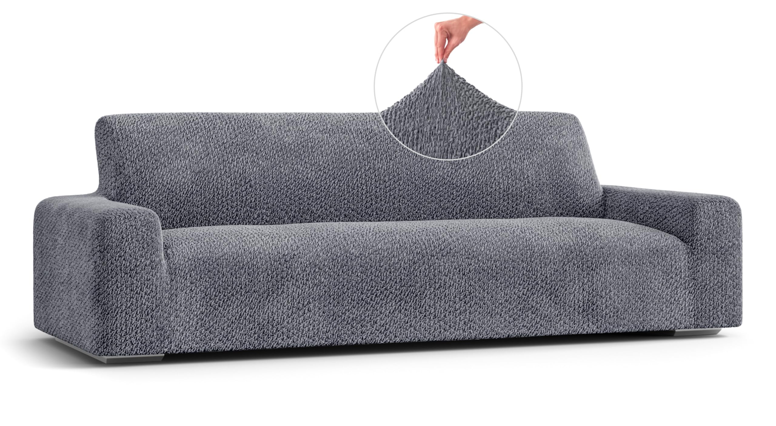 PAULATO BY GA.I.CO. Stretch Sofa Slipcover - 1-Piece Washable Couch Cover with Velvet Fabric for Pets - Soft Polyester Cushion Protector in Grey | Perfect for Living Room, Family Room & Pet-Friendly Homes