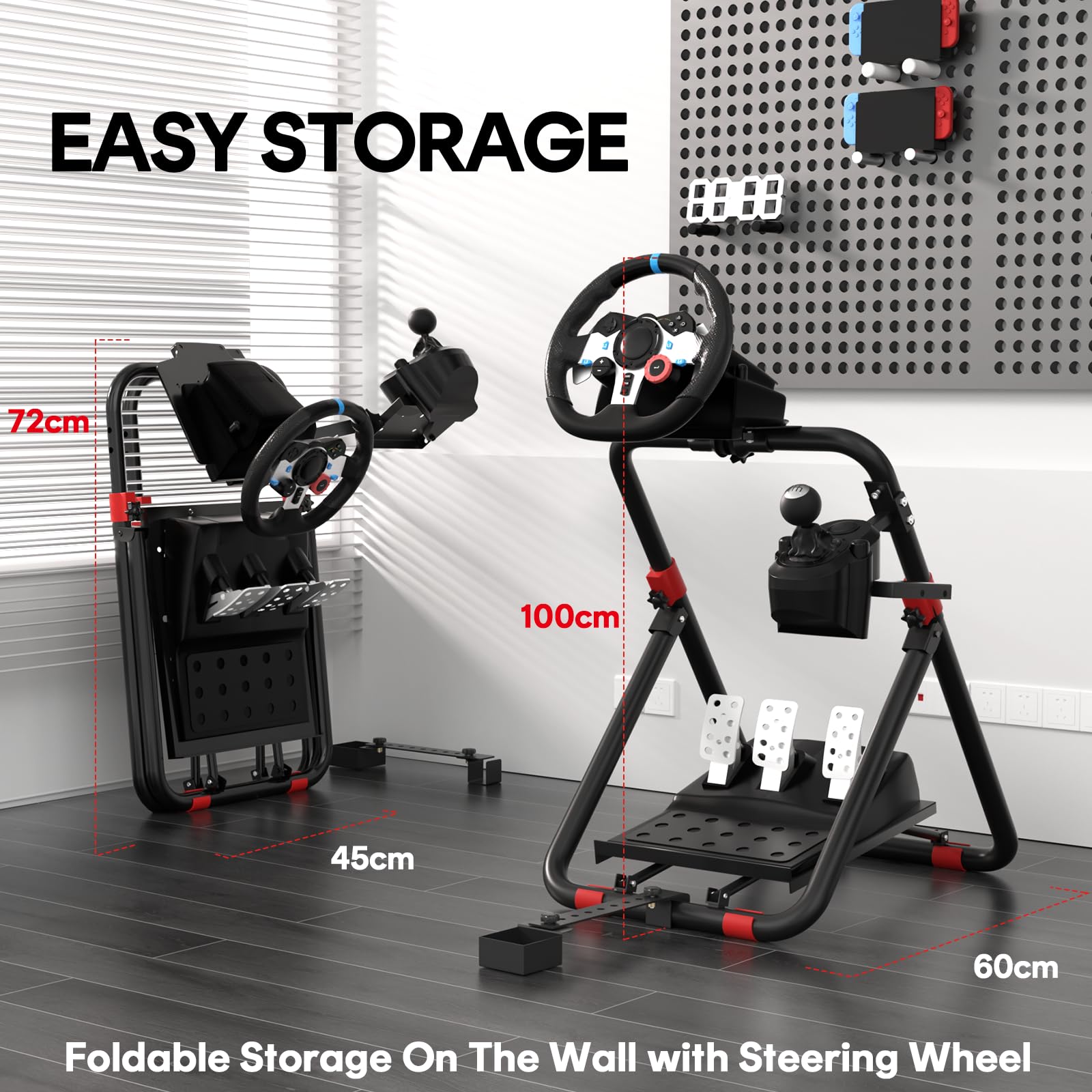Adjustable Racing Wheel Stand for Logitech G29 G920 G923 G27 G25 & Thrustmaster T248X T248 T300RS T150 458 TX - Compatible with PS4, PS5, Xbox - Perfect for Sim Racing & Gaming Setups