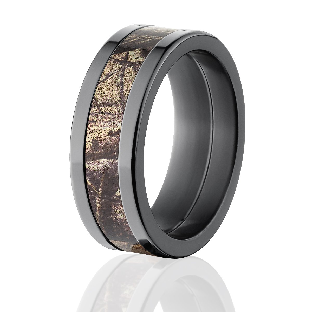 Realtree Camouflage Inlay Wedding Bands for Men - USA Made Hunting Rings - Perfect for Outdoor Enthusiasts, Camping & Nature Lovers