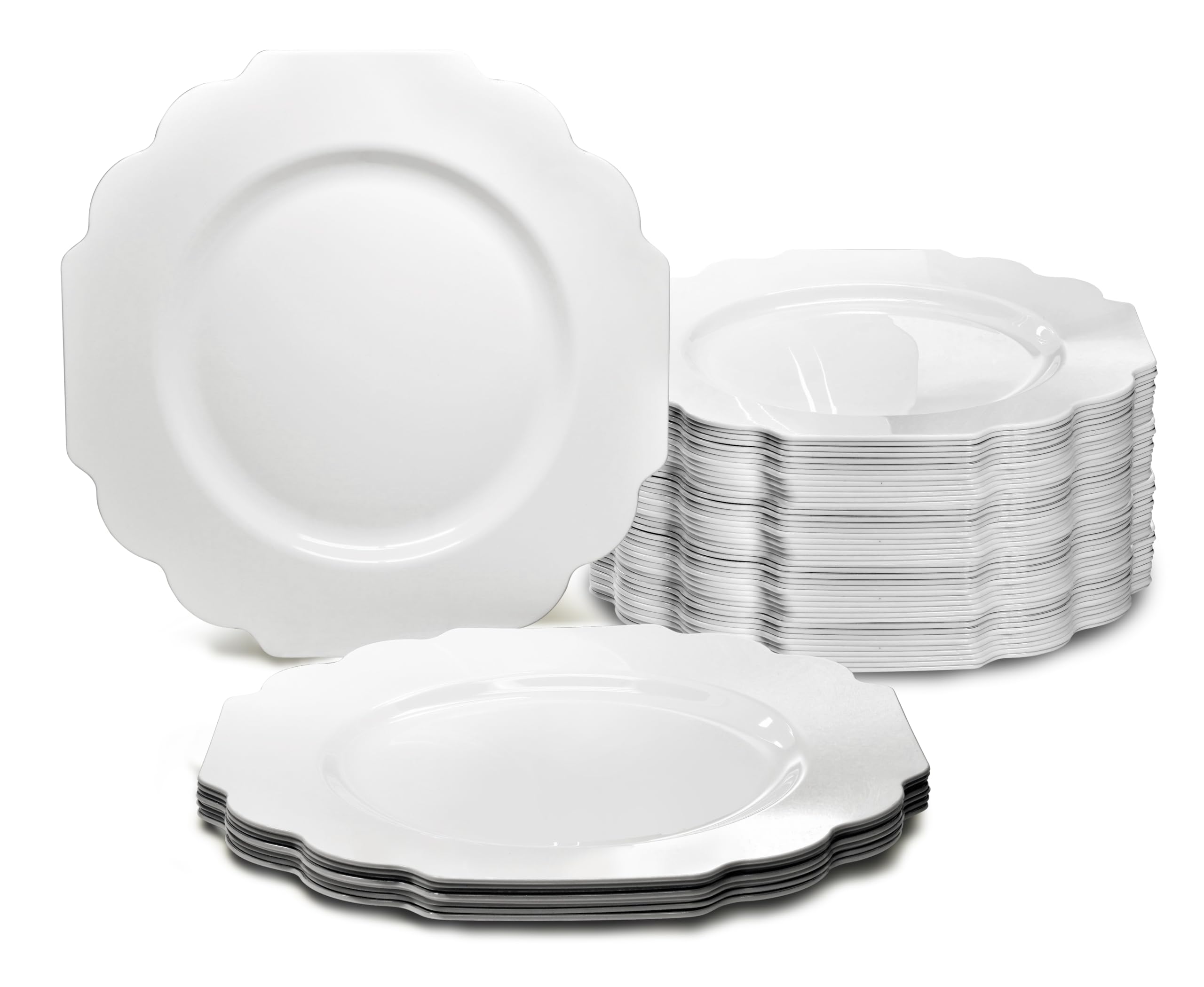 120-Pack Heavyweight Disposable Plastic Plates for Weddings & Parties - 10.5 Inch Dinner Plates in Classic White | Perfect for Catering, BBQs, and Formal Events