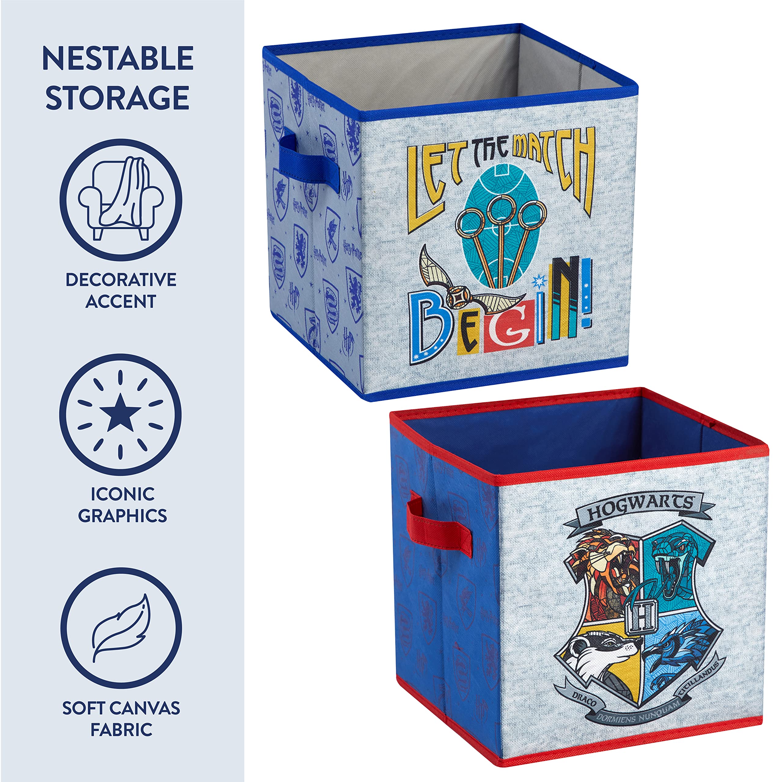 Harry Potter Storage Set - 2 Pack Fabric Cubes, Trunk & Pop-Up Hamper for Kids Room Organization | Hogwarts-Themed Closet & Toy Storage | Perfect for Dorm, Bedroom & Nursery Decor