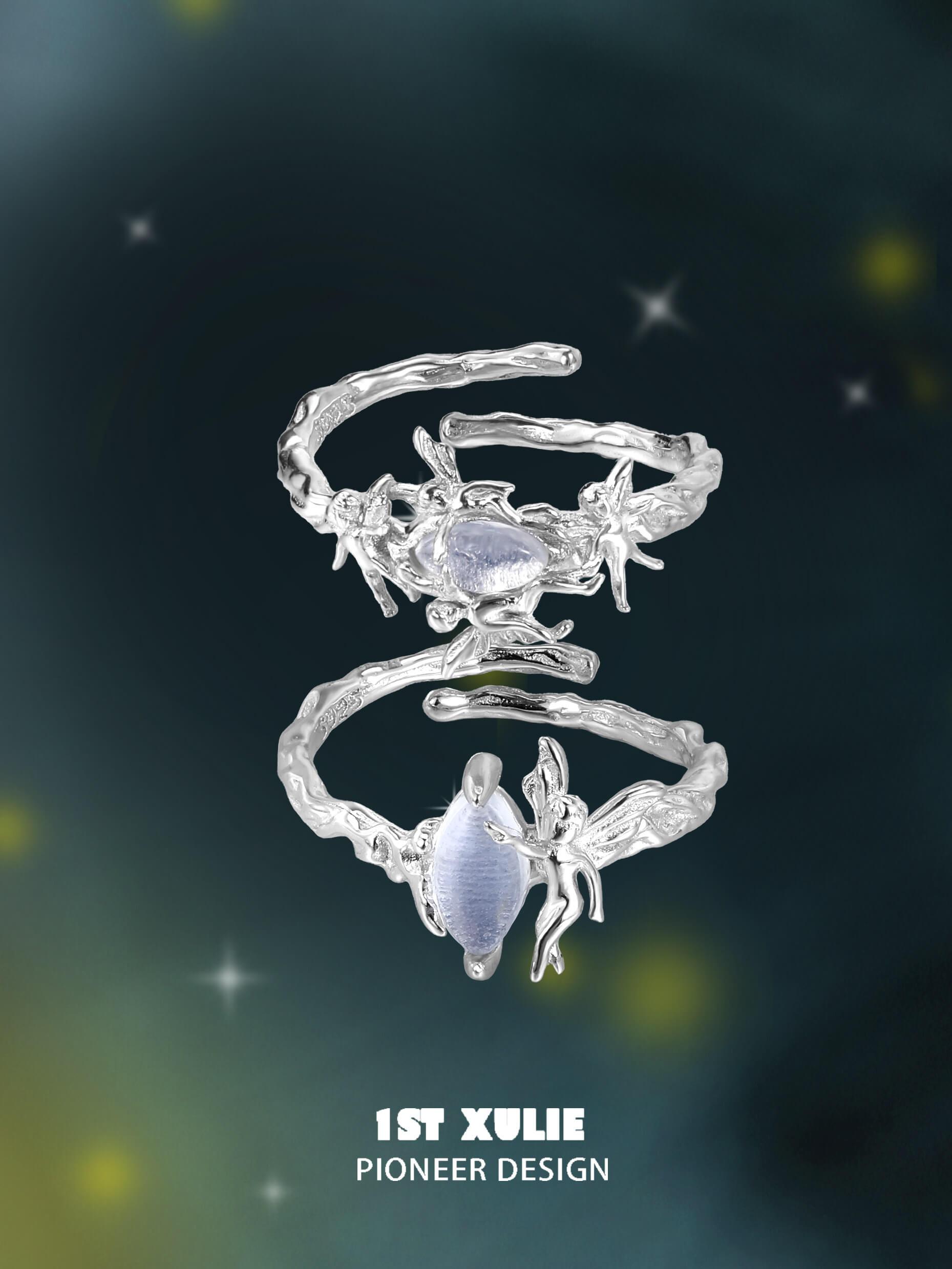 Blue Sky S925 Sterling Silver Opal Genie Rings for Women - Elegant Bohemian Jewelry Gift for Birthday, Anniversary & Special Occasions