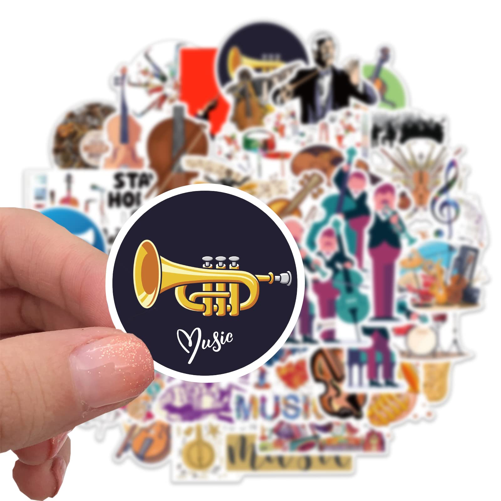 51 PCS Orchestral Music Instrument Stickers - Classical Aesthetic Vinyl Decals for Water Bottles, Laptops, Cellphones - Perfect Gift for Music Lovers, Students, Kids & Teens - Great for School Supplies, DIY Crafts & Personalizing Devices