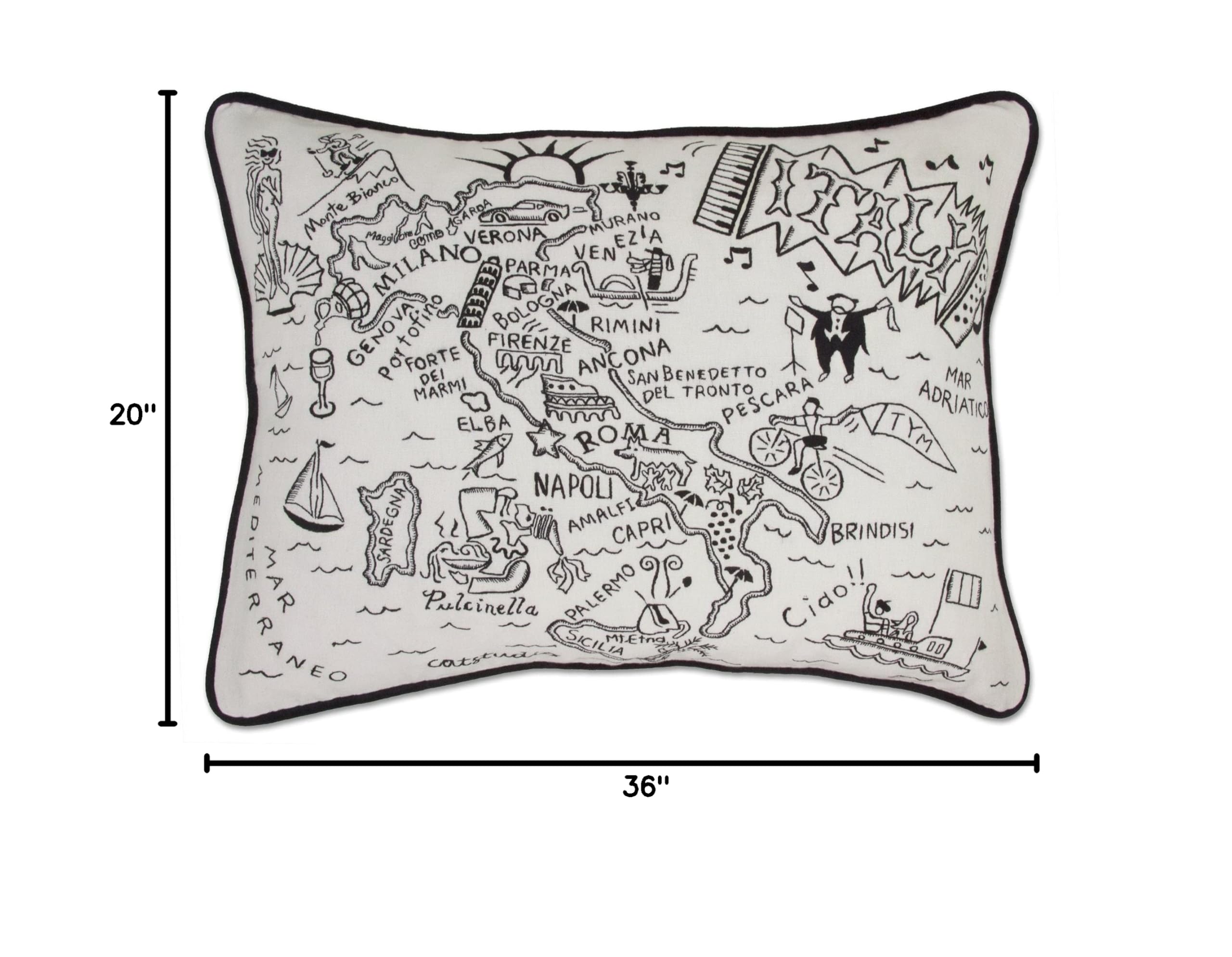 Catstudio Italy Hand-Guided Machine Embroidered Decorative Throw Pillow - Luxury Home Decor for Living Room, Bedroom & Sofa