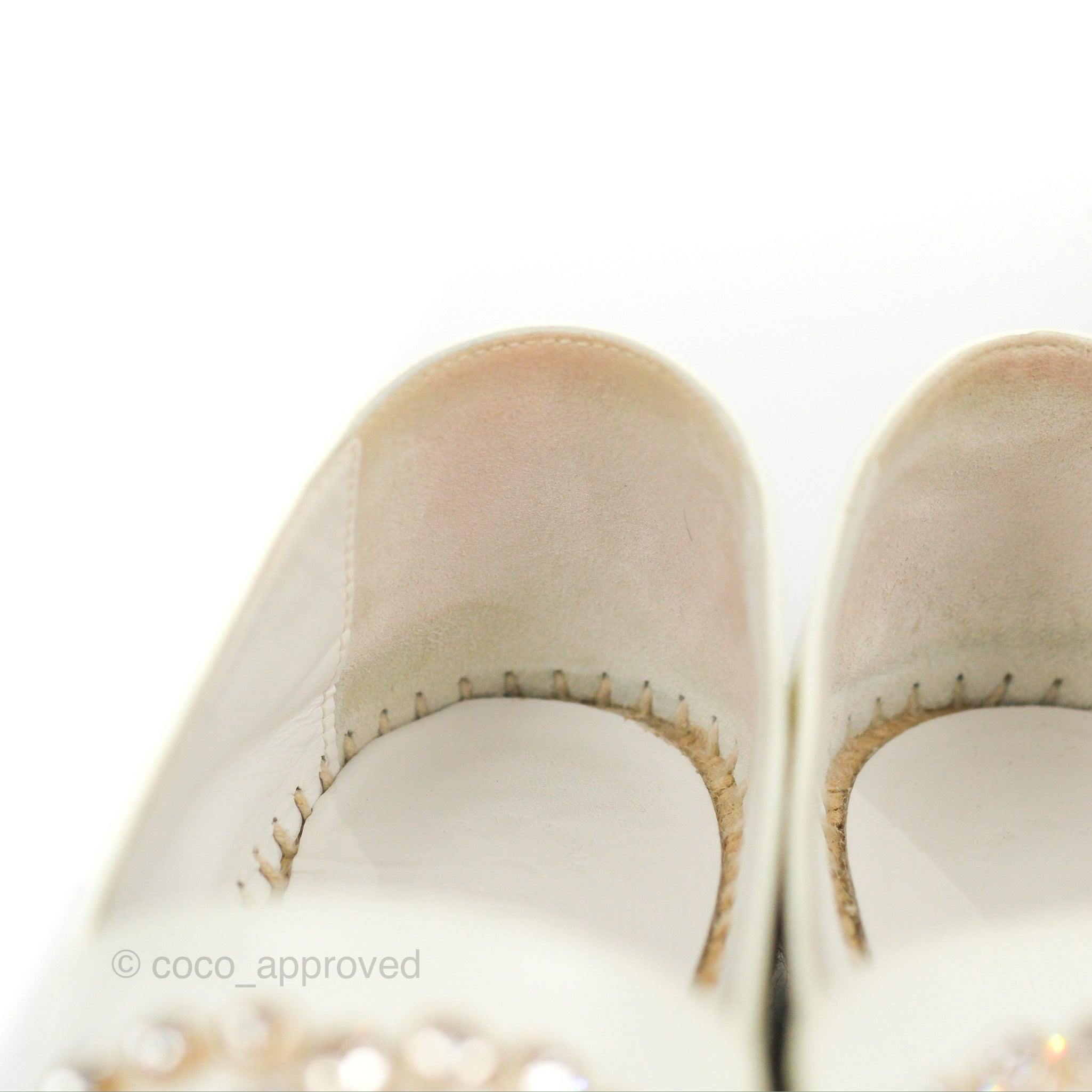Chanel CC Crystal Embellished Black & White Leather Flats Size 38 - Elegant Women's Shoes for Parties, Weddings & Special Occasions