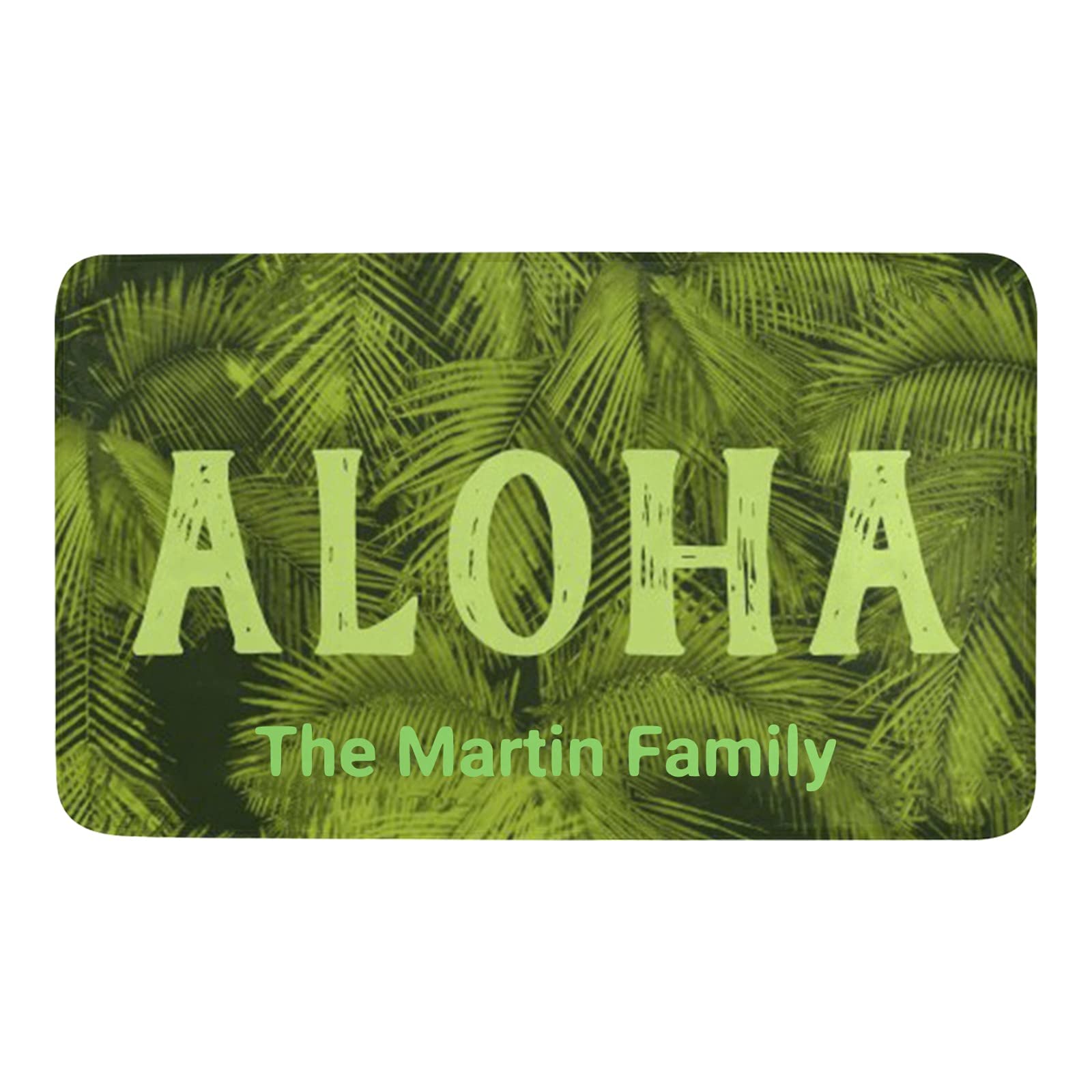 Custom Personalized Doormat with Name - Aloha Tropical Rainforest Design Indoor/Outdoor Pet-Friendly Welcome Mat 23.6