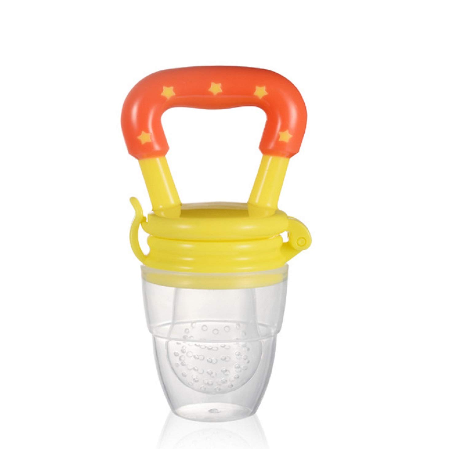 SYGA Medium Fresh Food Nibbler - Baby Fruit Feeder Pacifier with Silicone Mesh for Teething Infants (Yellow) | Perfect for On-the-Go Snacking & Soothing Sore Gums