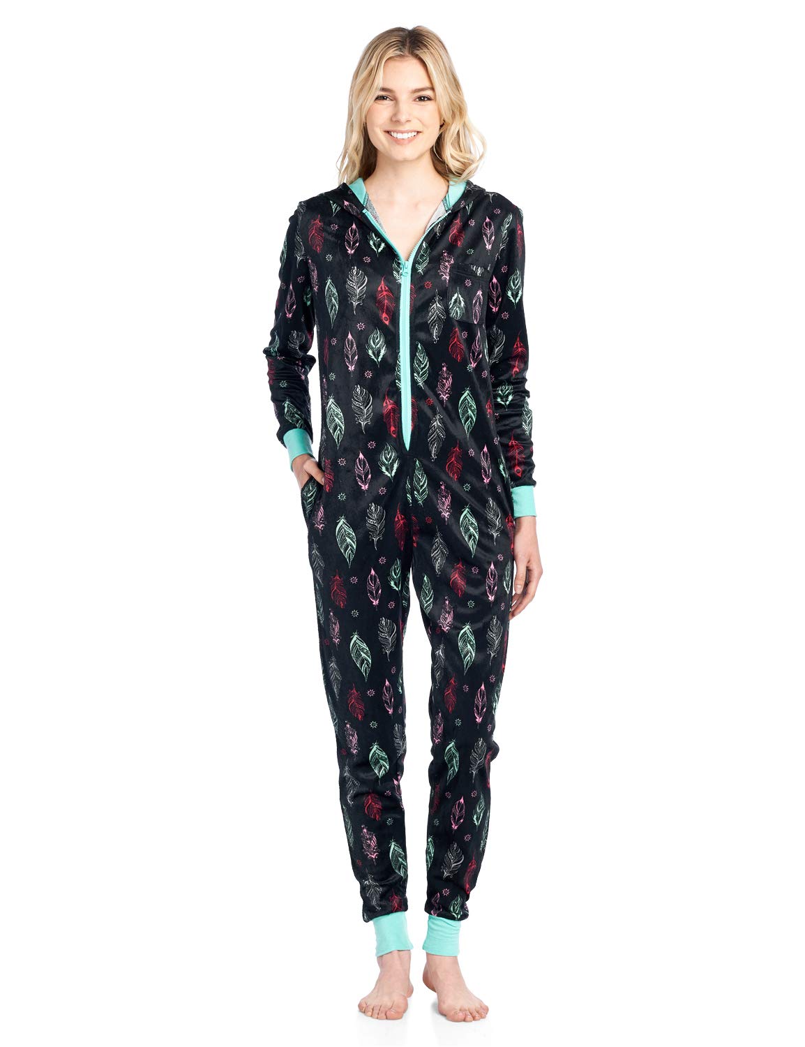 Ashford & Brooks Women's Fleece Hooded Onesie Pajama Jumpsuit - Soft Winter Sleepwear & Loungewear for Cozy Nights at Home