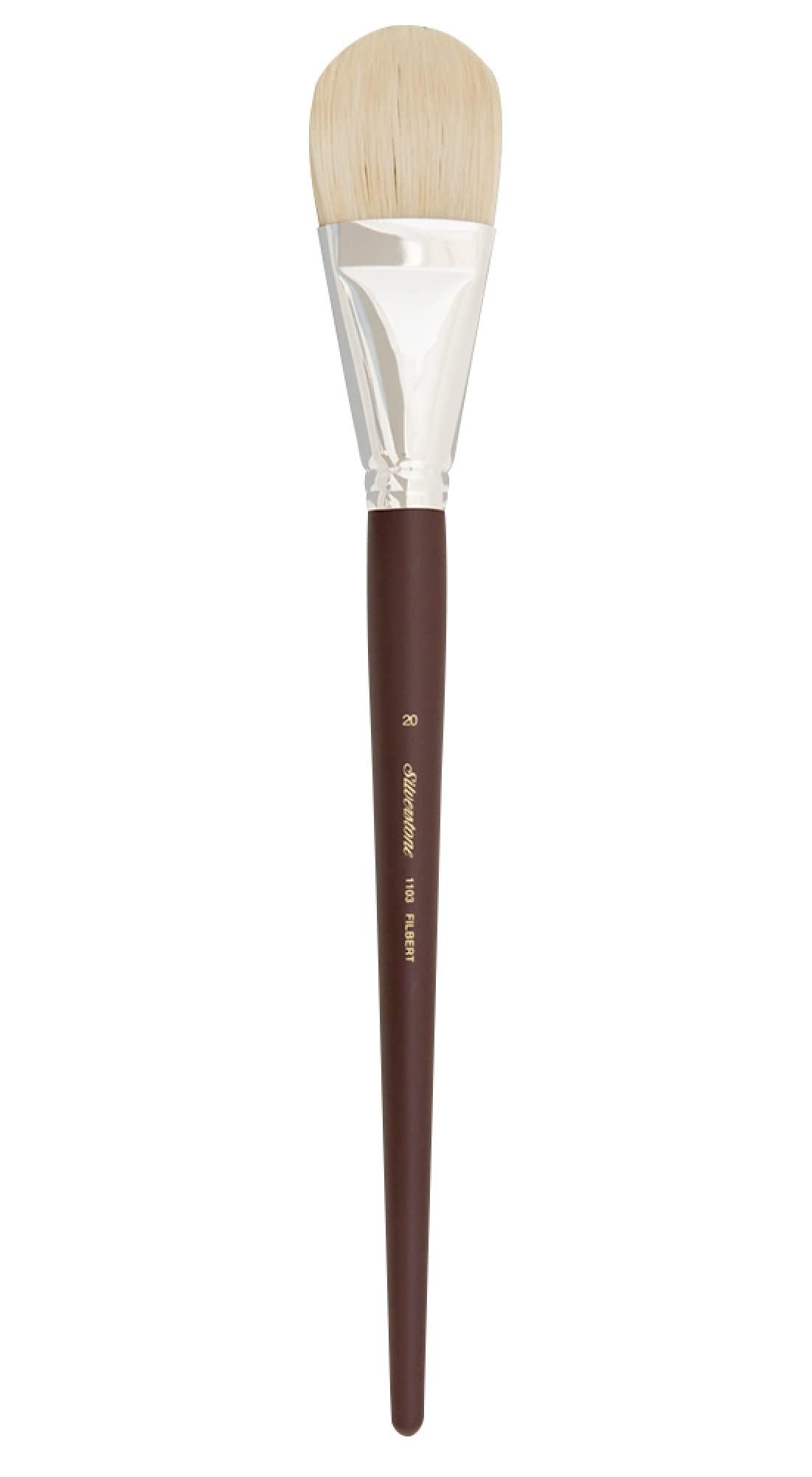 Premium Silver Brush Limited 1103-20 Silverstone Filbert Oil Painting Brush - Size 20 with Long Handle - Perfect for Canvas, Portrait & Fine Art Painting