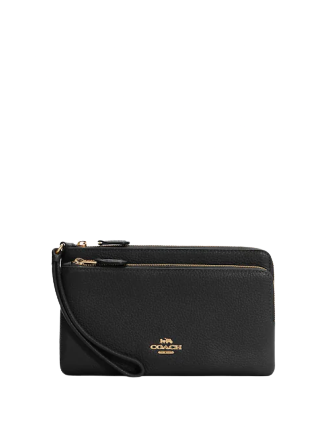 Coach Double Zip Wallet for Women - Genuine Leather Compact Wallet with Multiple Card Slots & ID Window - Perfect for Everyday Use, Travel, and Gifting