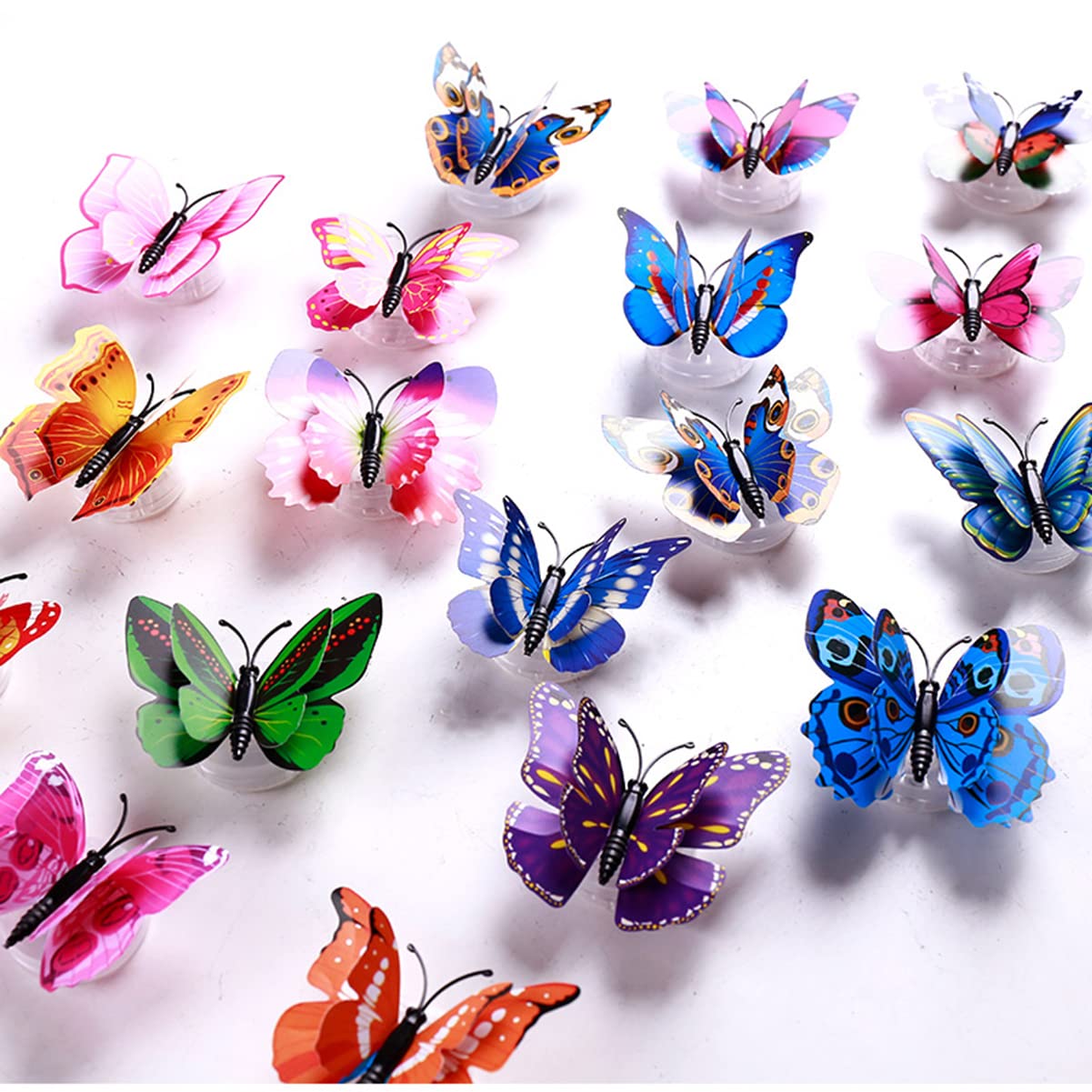 50 PCS 3D Butterfly Wall Stickers with LED Lights - Colorful Night Light Decor for Garden, Wedding, Party, Nursery, Bedroom & Living Room - Multi-Colored Butterfly Decorations for Romantic Ambiance & Home Aesthetics
