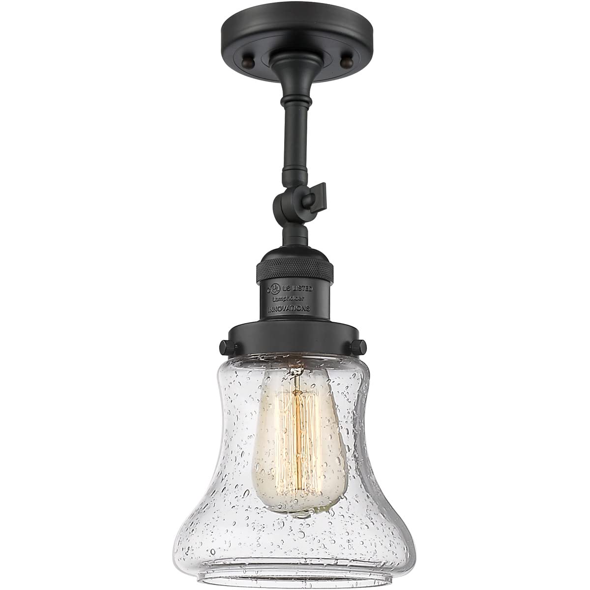 Innovations 201F-BK-G194-LED Matte Black LED Semi-Flush Mount Ceiling Light - Perfect for Bedroom, Kitchen, Hallway & Indoor Lighting