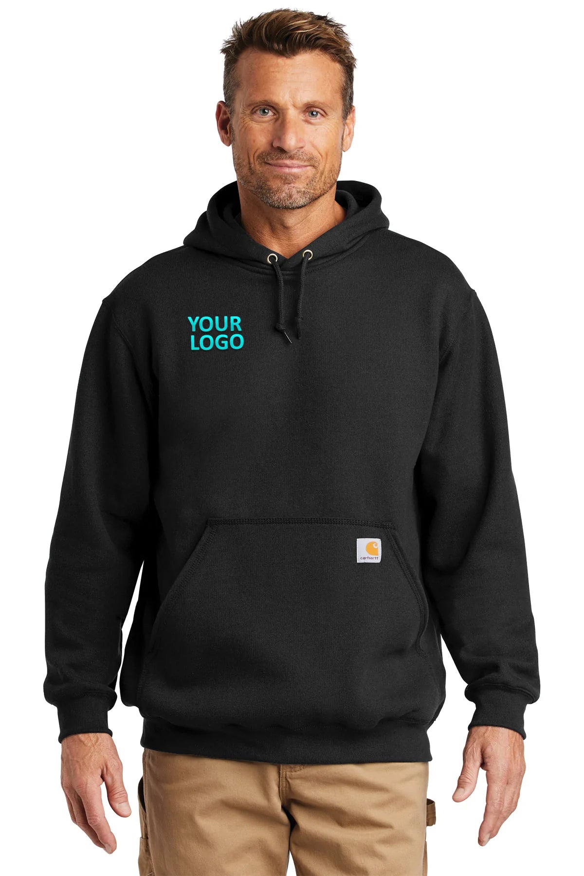 Carhartt Tall Hooded Custom Sweatshirts for Men, Black - Heavyweight Workwear Hoodie for Construction & Outdoor Activities
