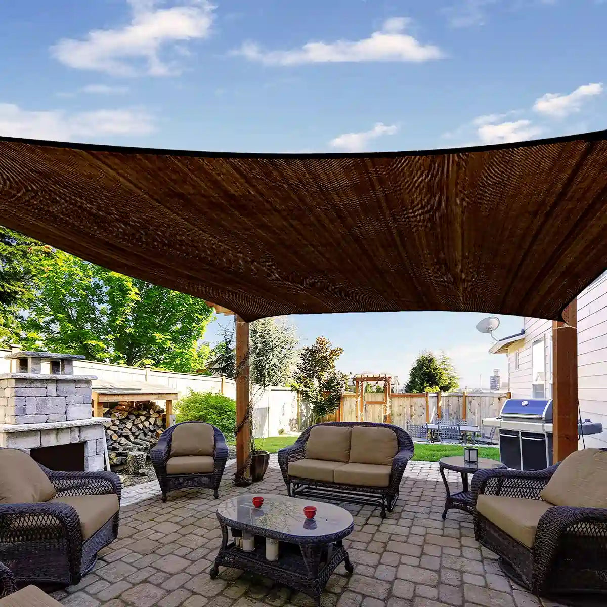 20' x 20' Square Shade Sail - UV Protection Outdoor Canopy for Patio, Garden, Pool & Backyard - Durable Sun Shade Cover for Hot Summer Days