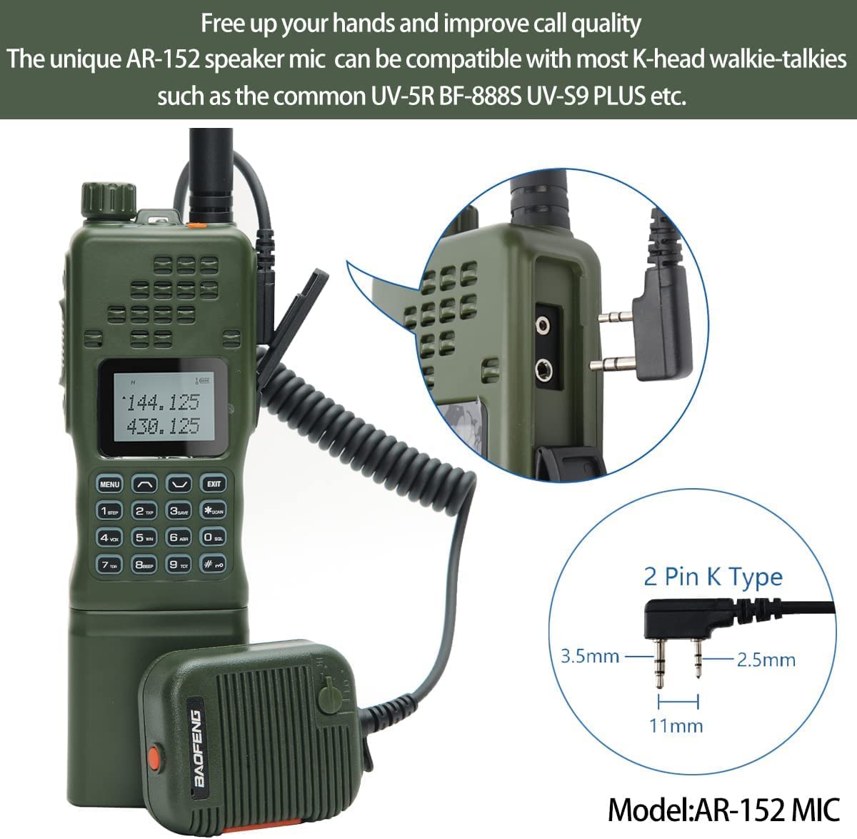 AR-152 10W Military Grade Long Range Two Way Ham Radio - 12000mAh High Capacity Battery, Tactical Antenna, Speaker Mic & USB Charging Cable (Full Kit) for Emergency Communication, Outdoor Adventures & Tactical Operations