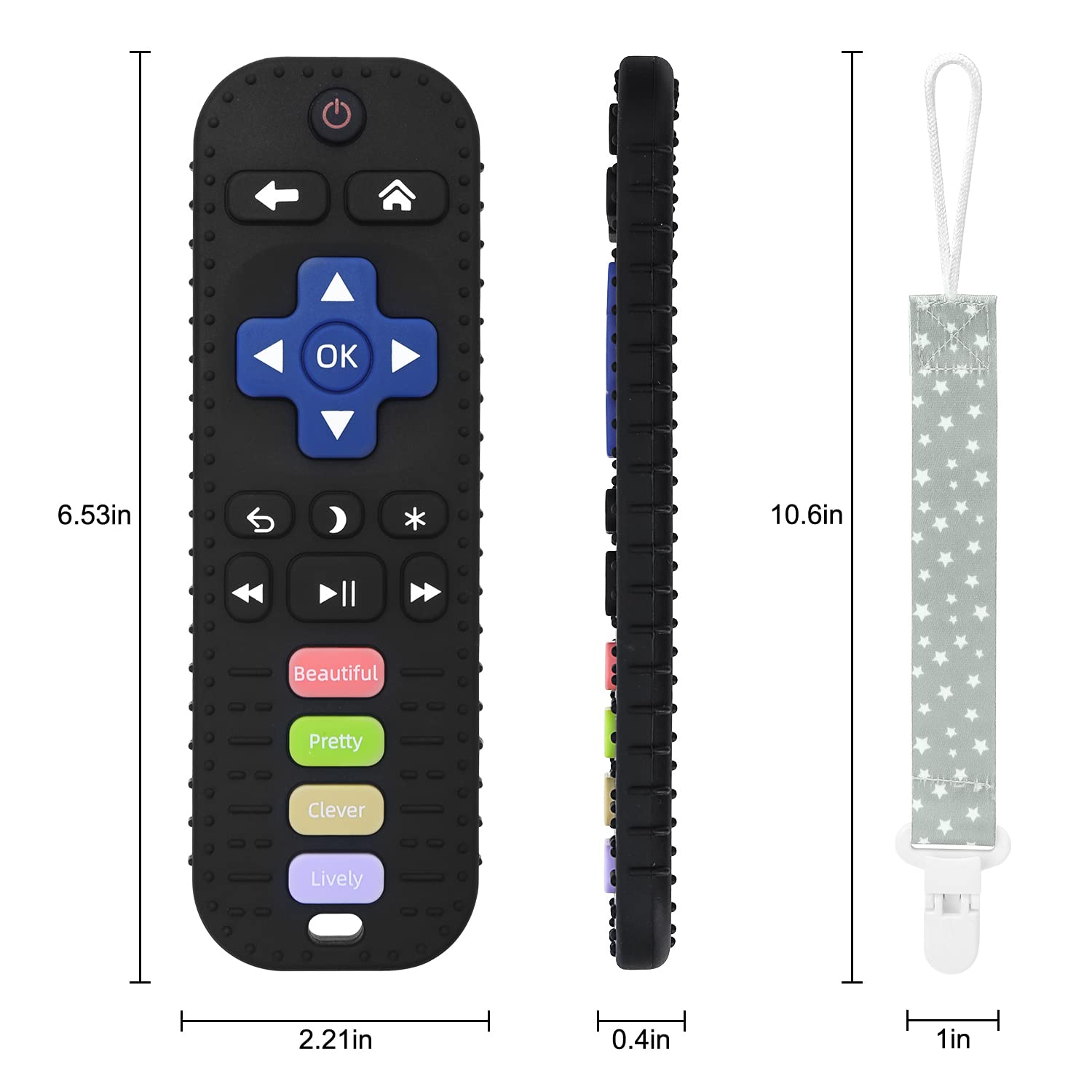 **MISSLILI Baby Teething Toys for 0-24 Months - Soft Silicone Teether Set for Boys & Girls, Remote Control Shape Chew Toy for Toddlers (Black) | Perfect for Soothing Sore Gums & On-the-Go Play**
