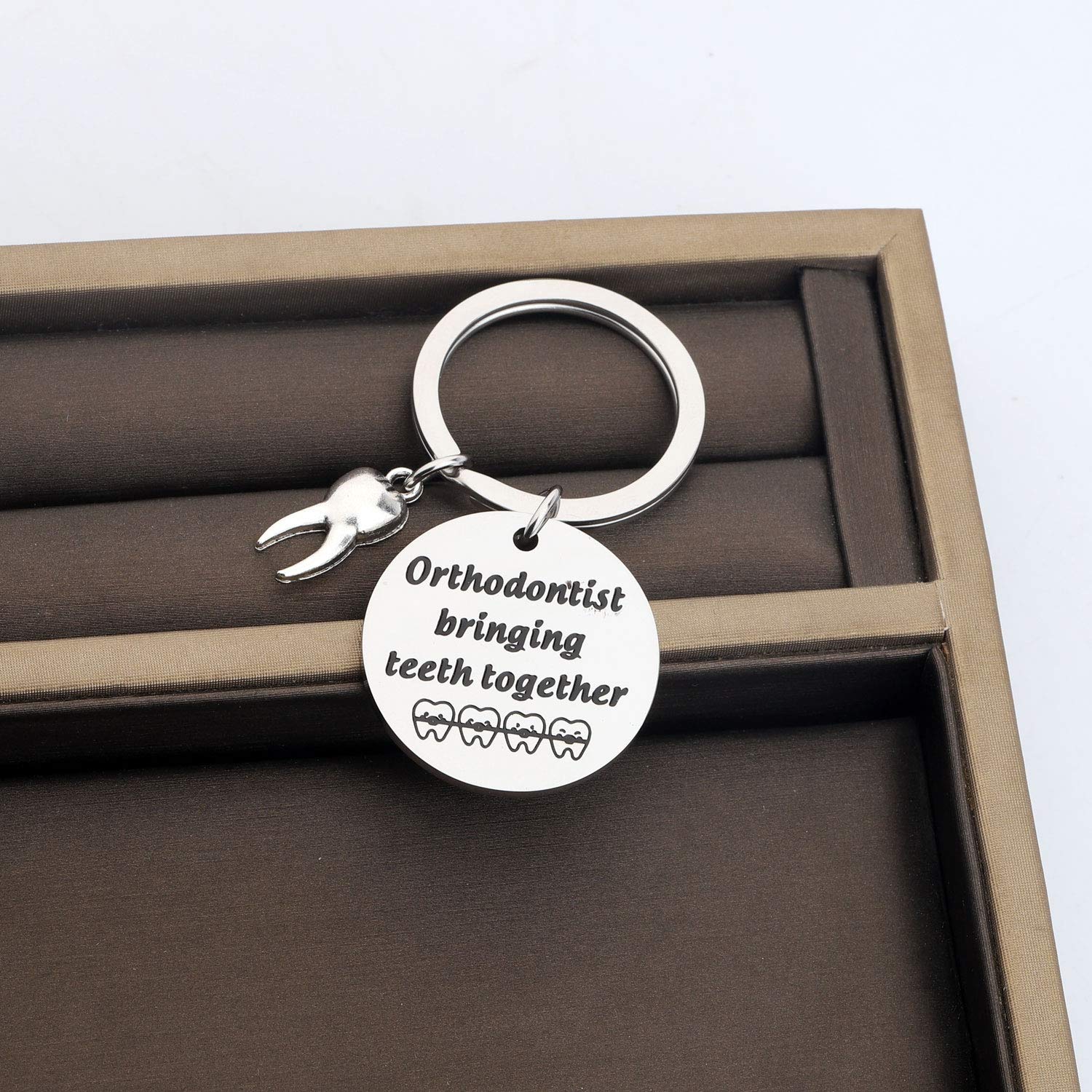 Orthodontist Keychain - Thoughtful Dentist & Dental Hygienist Gift for Teeth Lovers - Perfect for Graduation, Appreciation & Office Decor (Bringing Teeth Together Design)