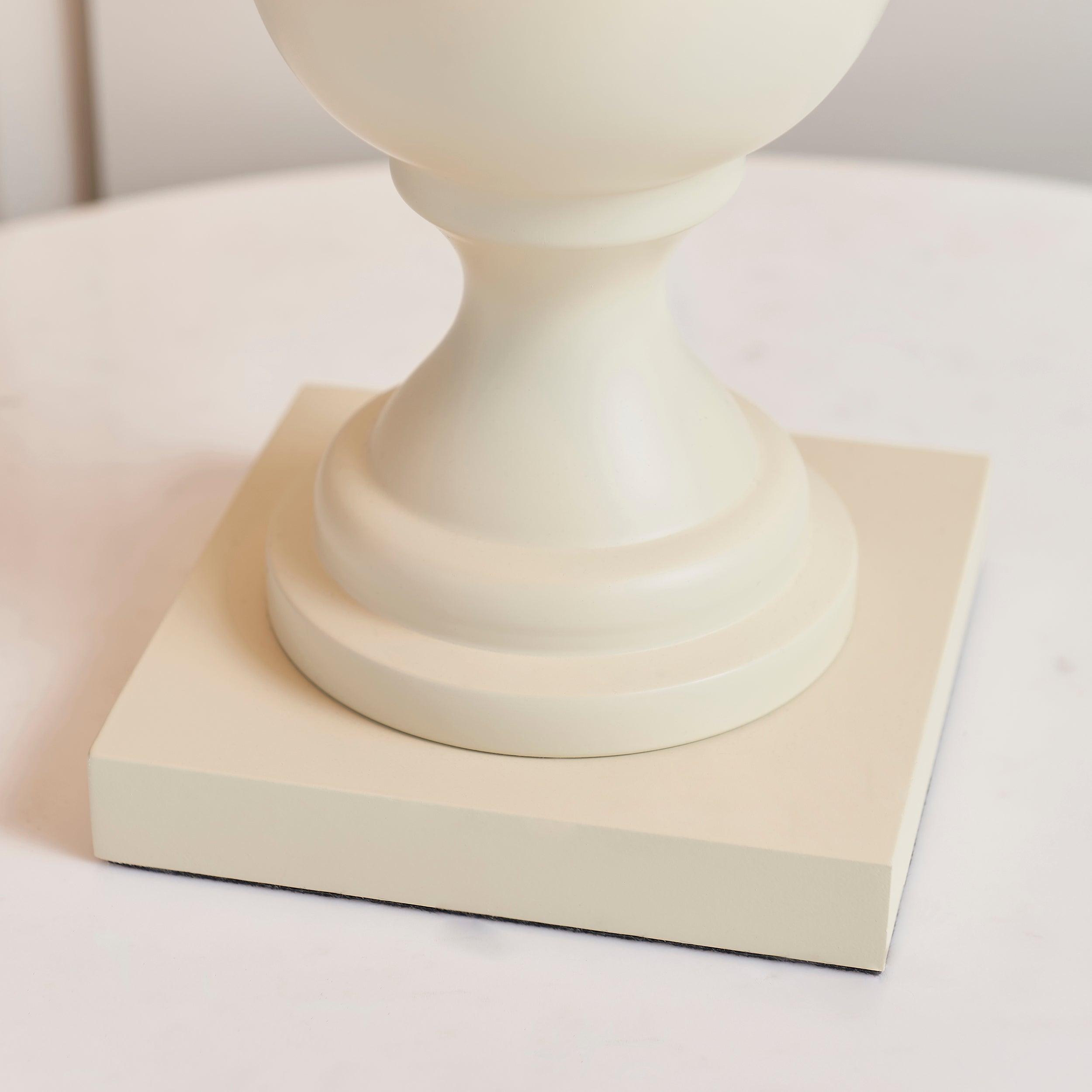 Marsham Ivory Painted Wood & Faux Linen Table Lamp - Elegant Bedside Lighting for Bedroom, Living Room & Office Decor