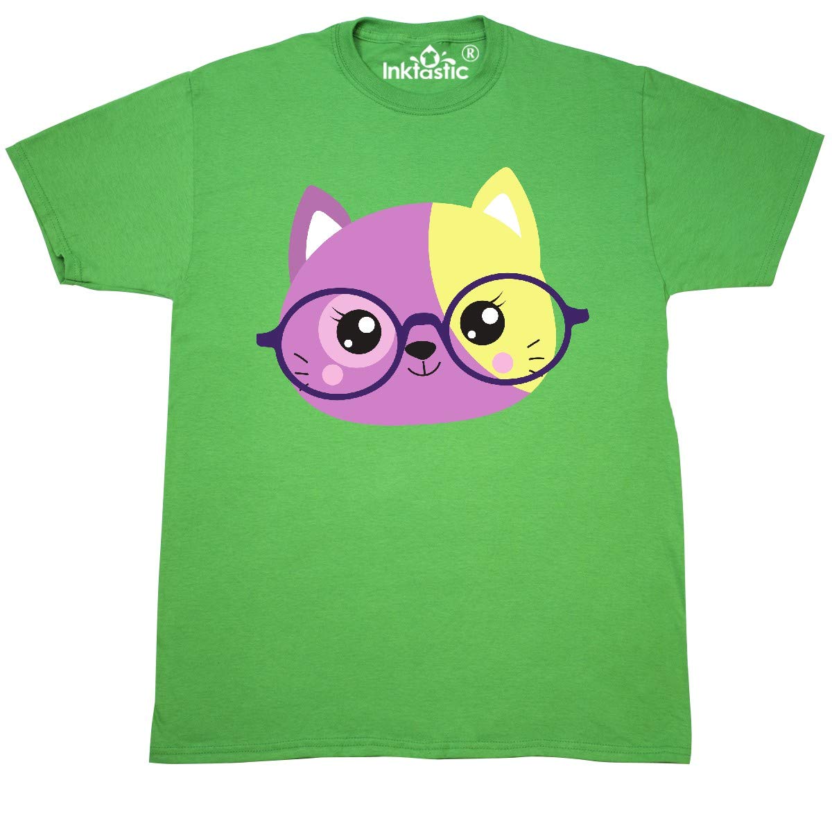 Hipster Cat with Glasses Graphic T-Shirt - Cute Kitten Print Cotton Tee for Cat Lovers - Perfect for Casual Wear, Gifts & Cat-Themed Parties