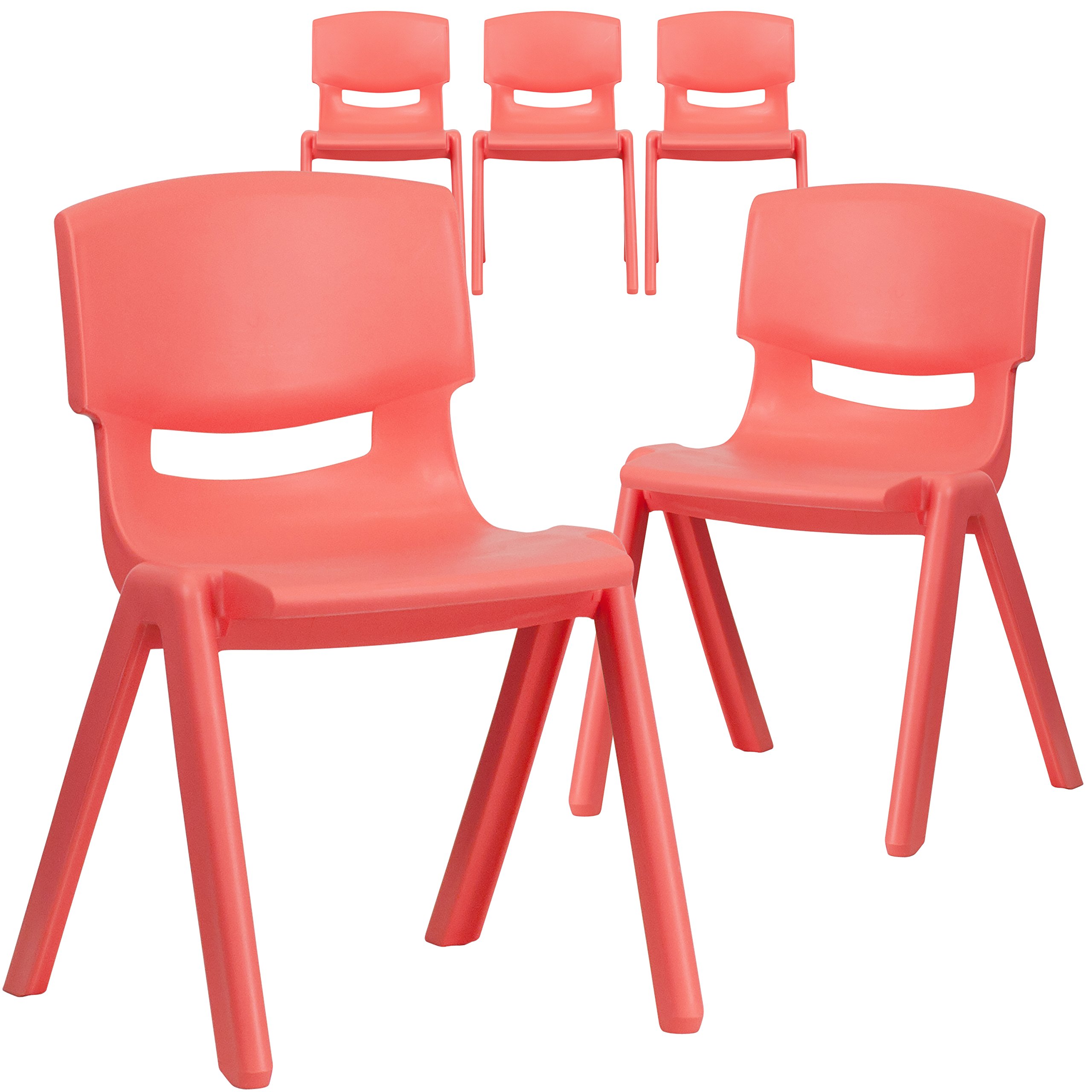Flash Furniture Whitney 5-Pack Red Plastic Stackable School Chairs - 13.25