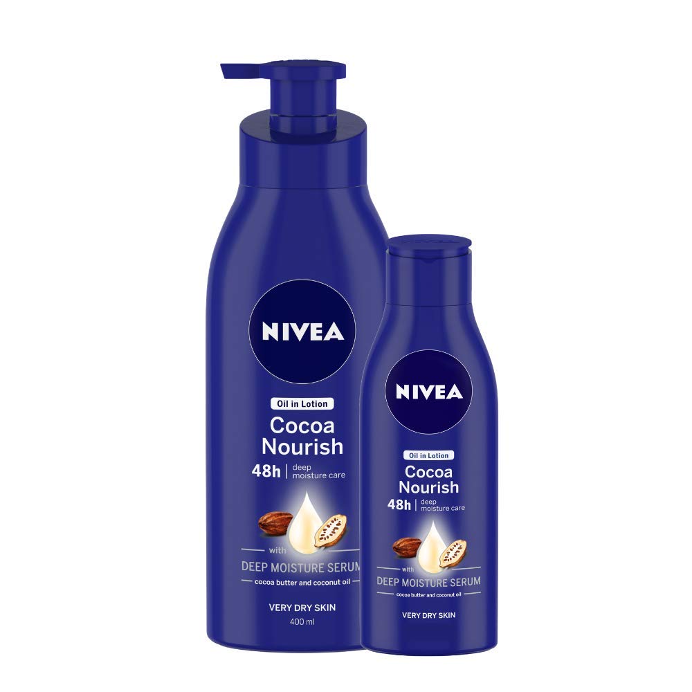 Nivea Cocoa Nourish Body Lotion for Dry Skin - 400ml & 120ml Bottles - Deep Hydration & Moisturizing Cream with Cocoa Butter - Perfect for Daily Skincare Routine & Winter Care