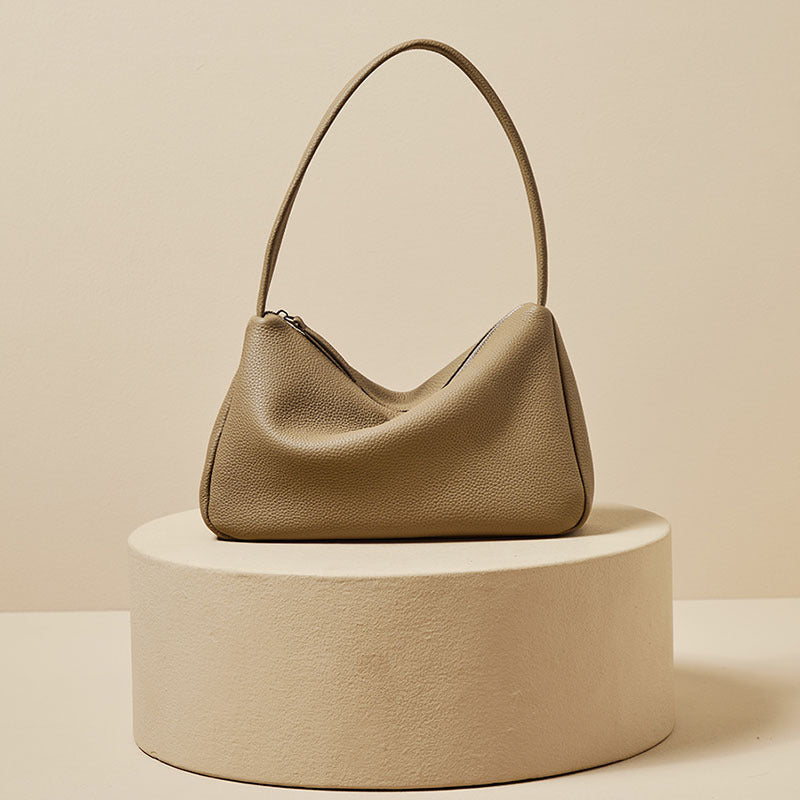 Genuine Leather French Style Shoulder Underarm Tote Bag for Women - Elegant Crossbody Purse for Work, Travel & Everyday Use