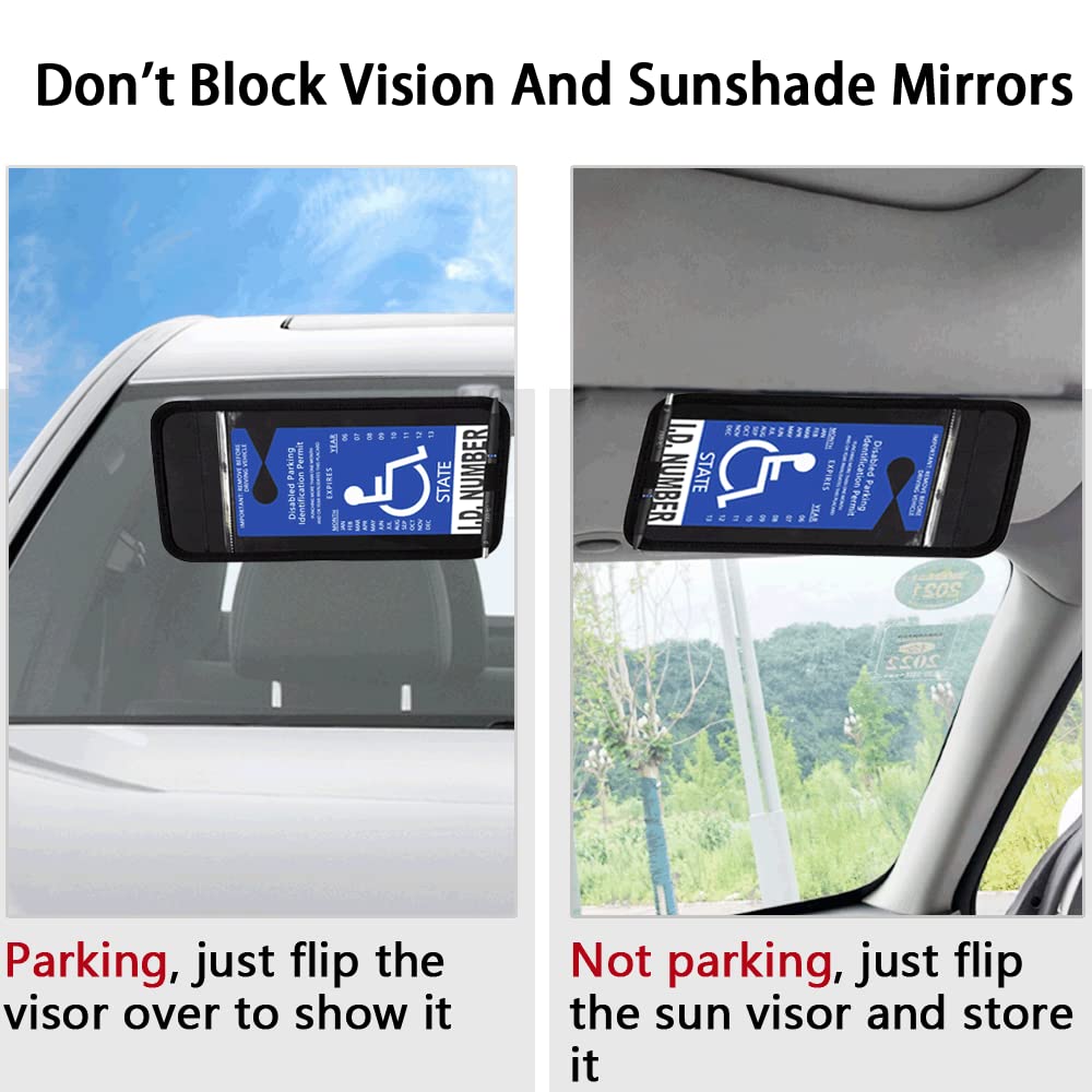 Black Car Visor Handicap Parking Placard Holder with Pen Slot & Note Paper - 1PC Universal Disabled Permit Organizer for Vehicles - Perfect for Seniors and Disabled Drivers