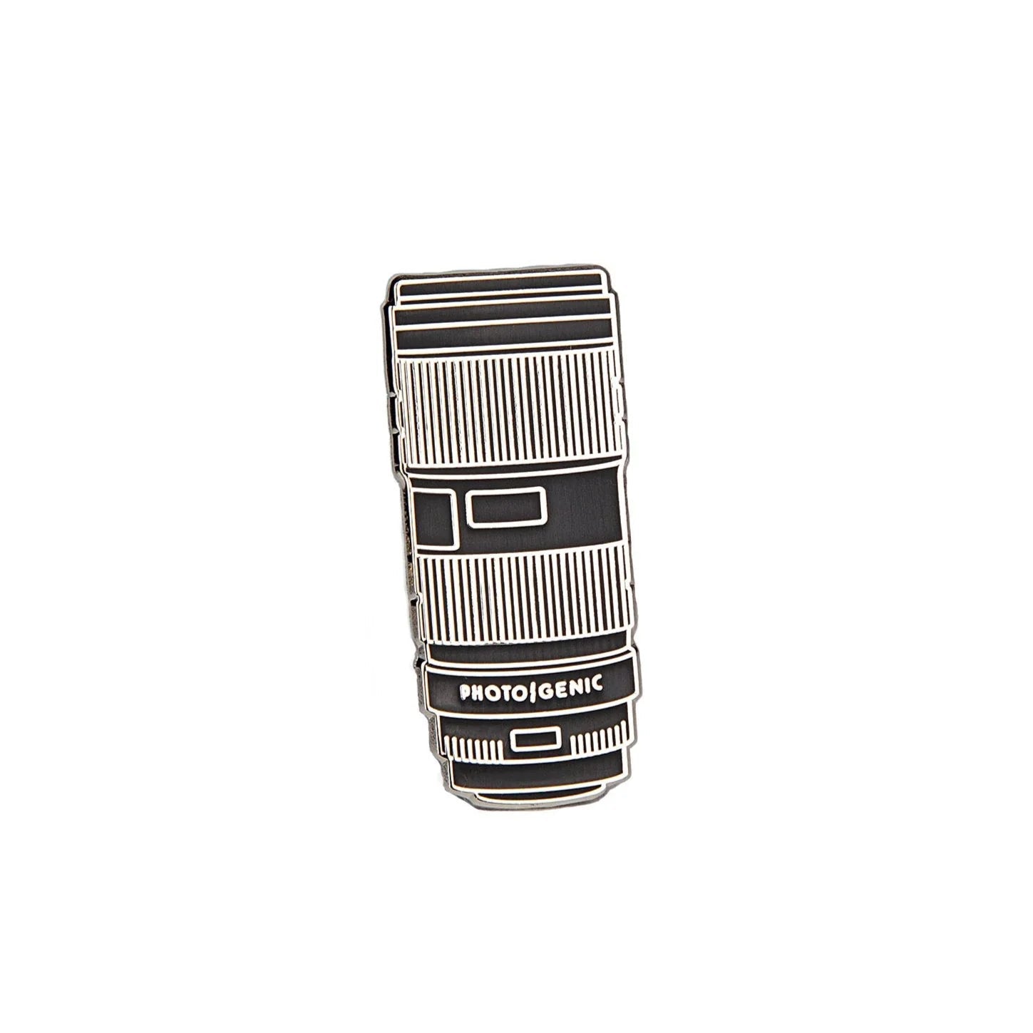 Photogenic Supply Co. Silver Telephoto Camera Enamel Pin - Vintage Photography Collectible for Jackets, Backpacks & Hats