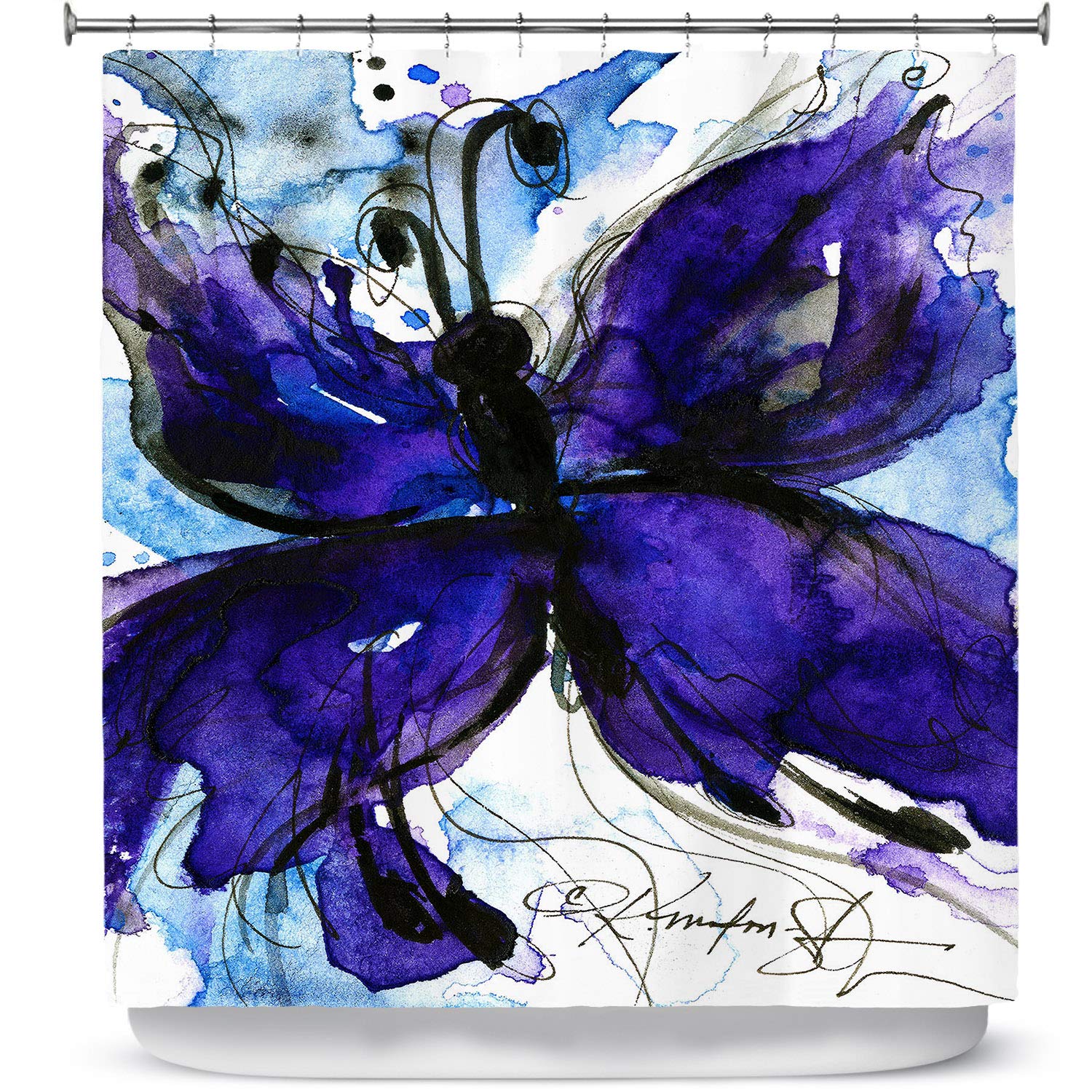 Kathy Stanion Butterfly Song IV Shower Curtain - Artistic Bathroom Decor for Modern Homes | Waterproof & Stylish Design for Bath & Shower Spaces